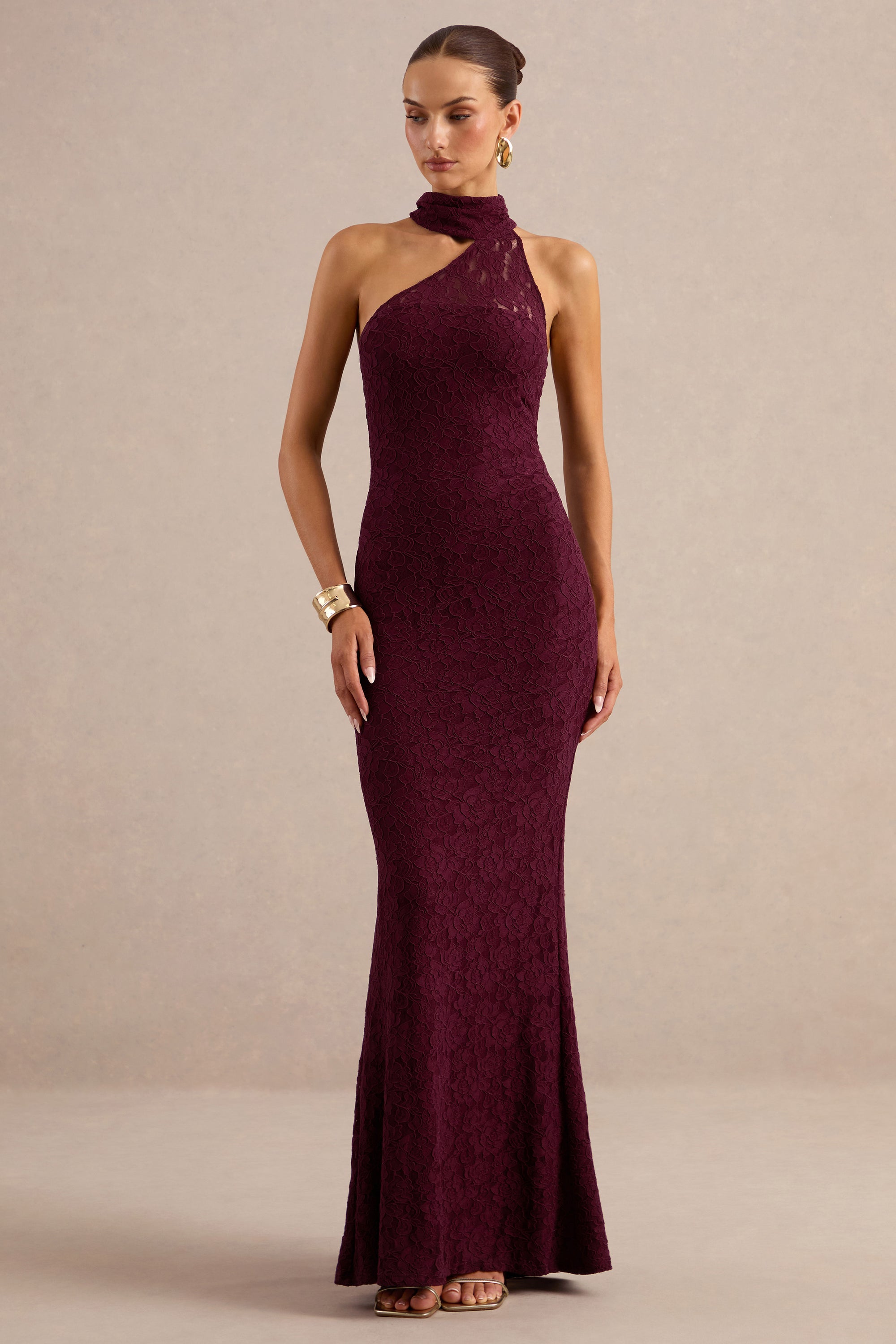 ECM_HR_CL137711102 - Almaria | Burgundy Lace Asymmetric-Neck Maxi Dress With Collar-Detail1.jpg