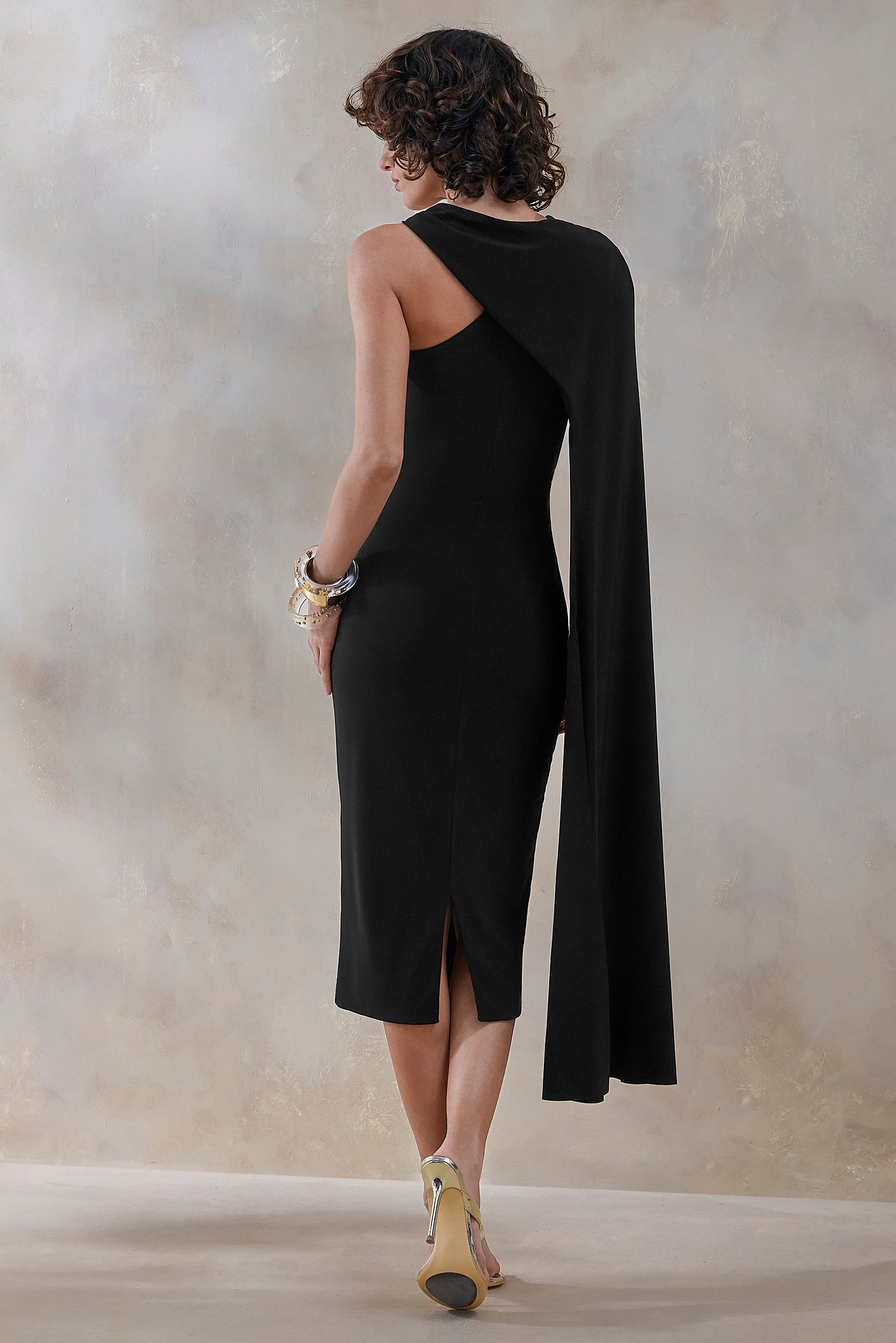 ECM_HR_CL137868001 - Misoria _ Black High-Neck Midi-Dress With Cape-Sleeve 3.jpg