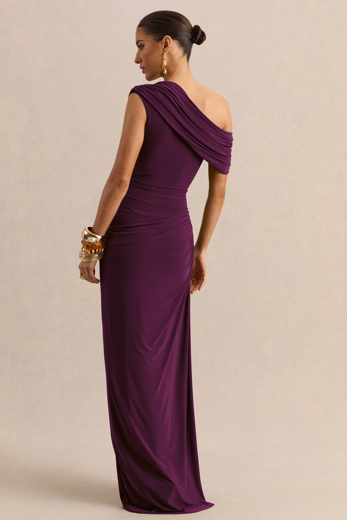 plus size elegant evening dresses uk Draped Asymmetric Silk Organza Dress – SANDY NOUR main image 0