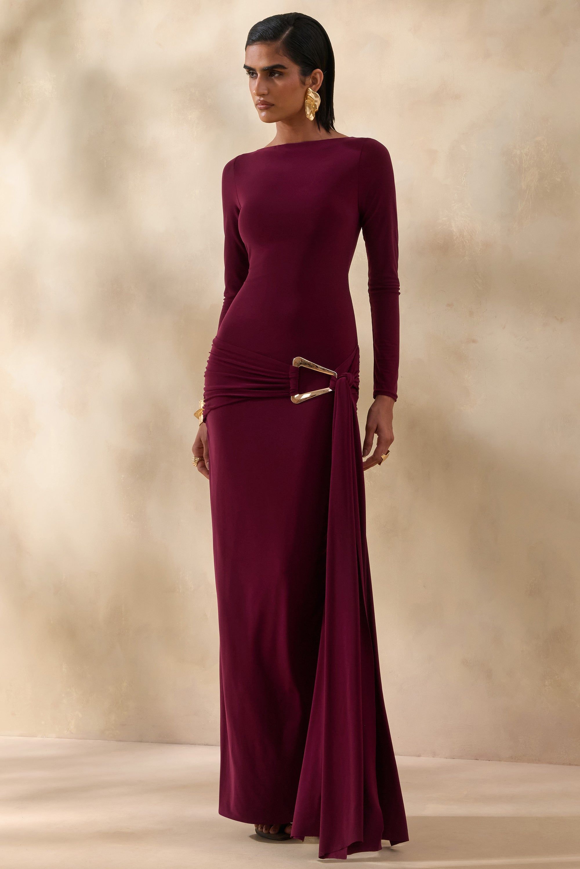 ECM_HR_CL137884102 -  Astrielle | Burgundy Round-Neck With Gold-Detail And Sash 2.jpg