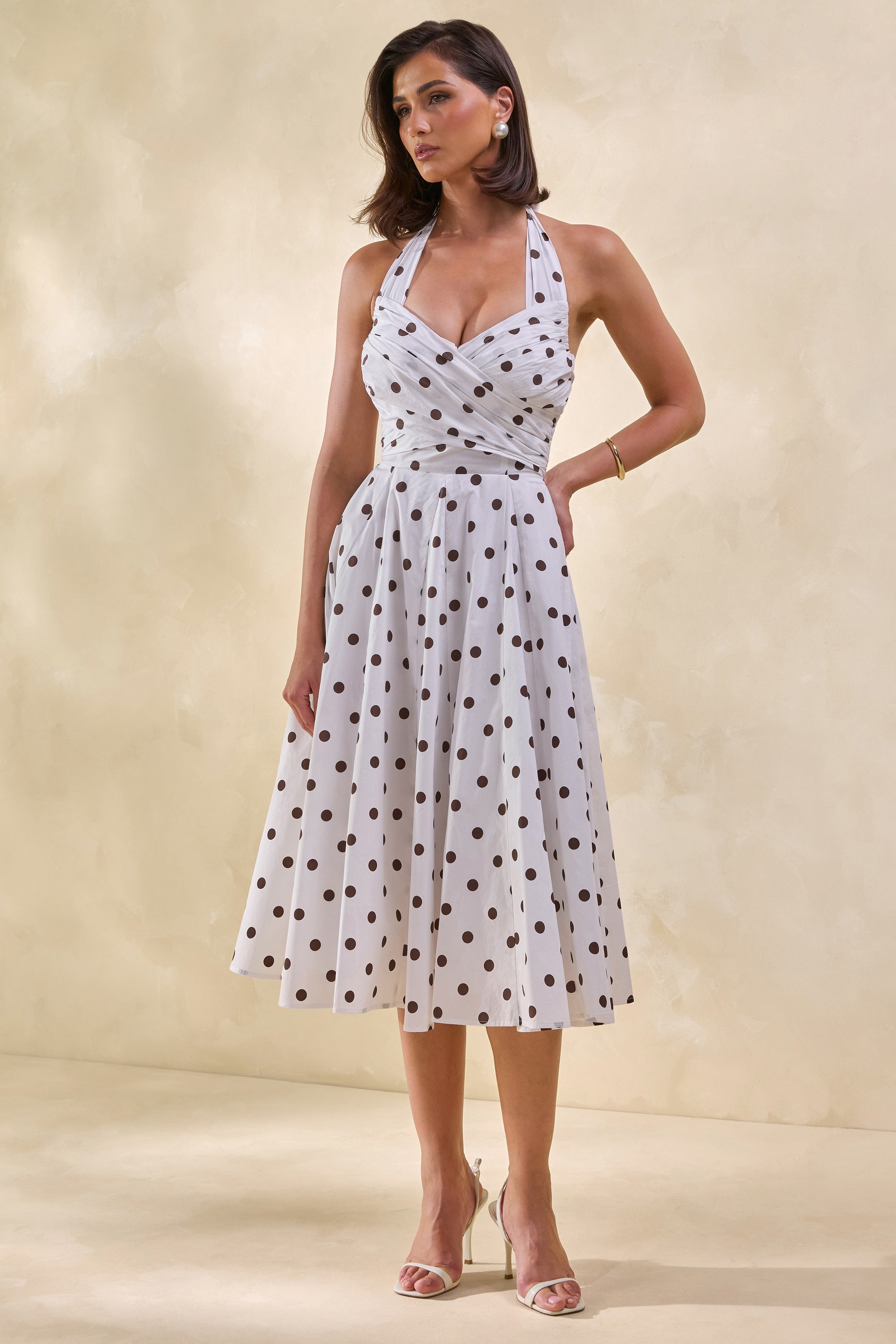 ECM_HR_CL137922111 -  Franceline _ Cream & Brown Polka-Dot Halter-Neck Midi-Dress2.jpg