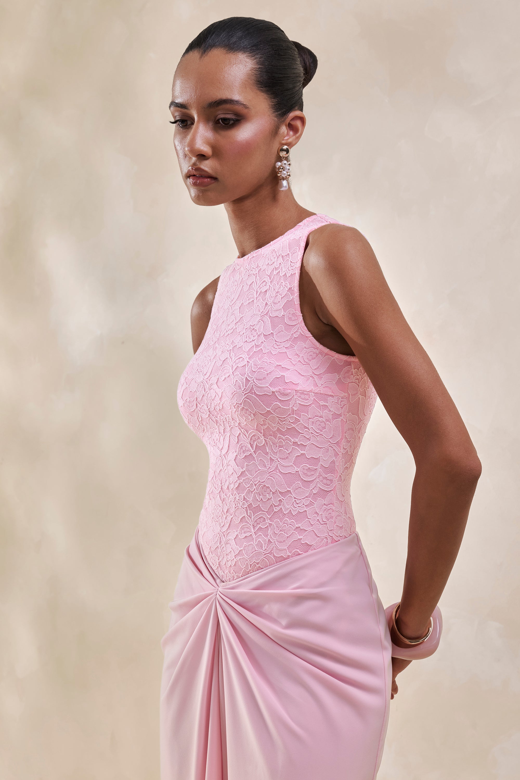 ECM_HR_CL137964084 - Setaria _ Pink Satin Maxi-Skirt With Gathered-Detailing And Sash + CL137962084 - Serale _ Pink Lace Halter-Neck Bodysuit4.jpg