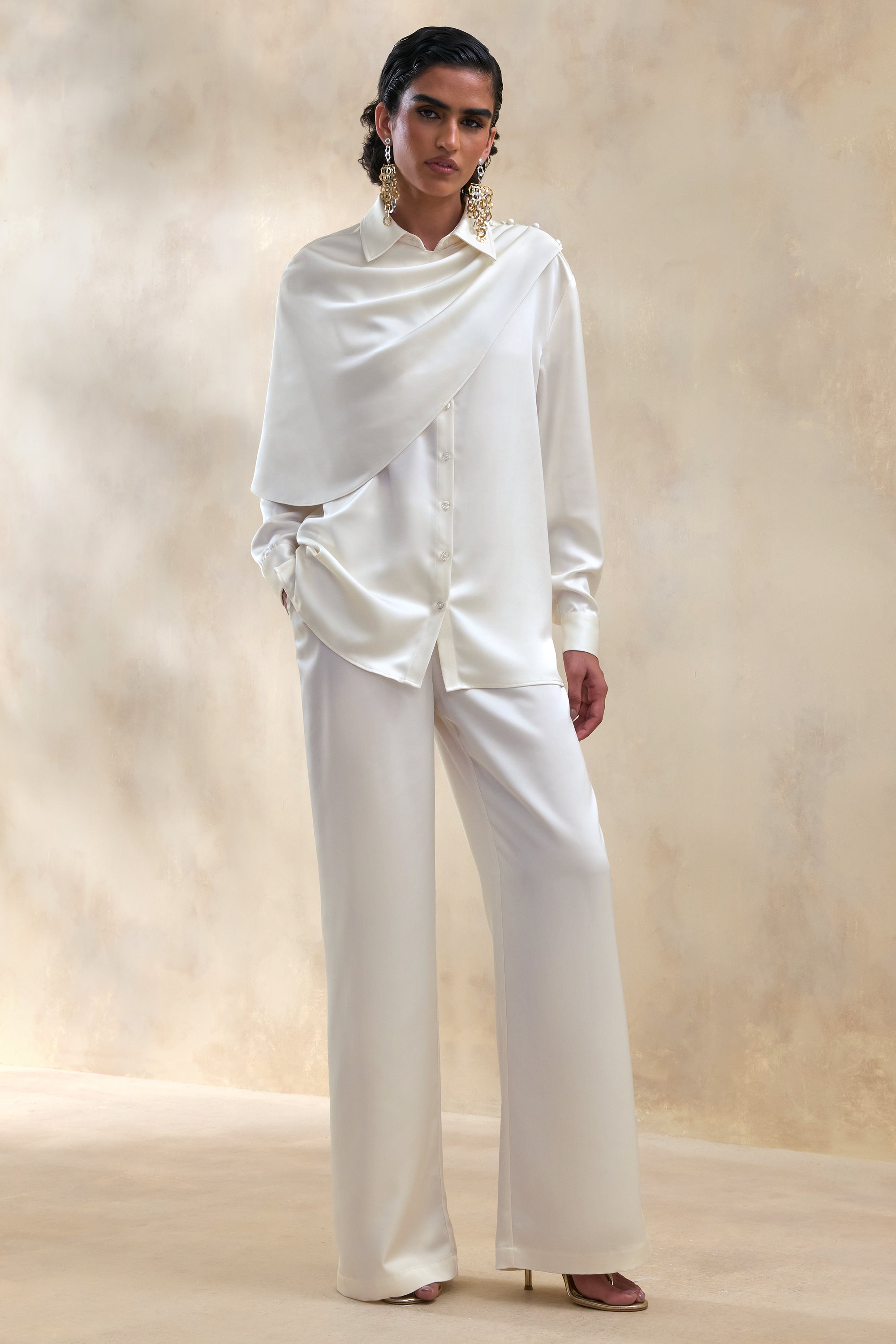 ECM_HR_CL137667111 -  Serenza | Cream Satin Collared-Shirt With Cape-Detail + ECM_HR_CL138021111 -  Ilena | Cream Satin Wide-Leg Trouser 4.jpg