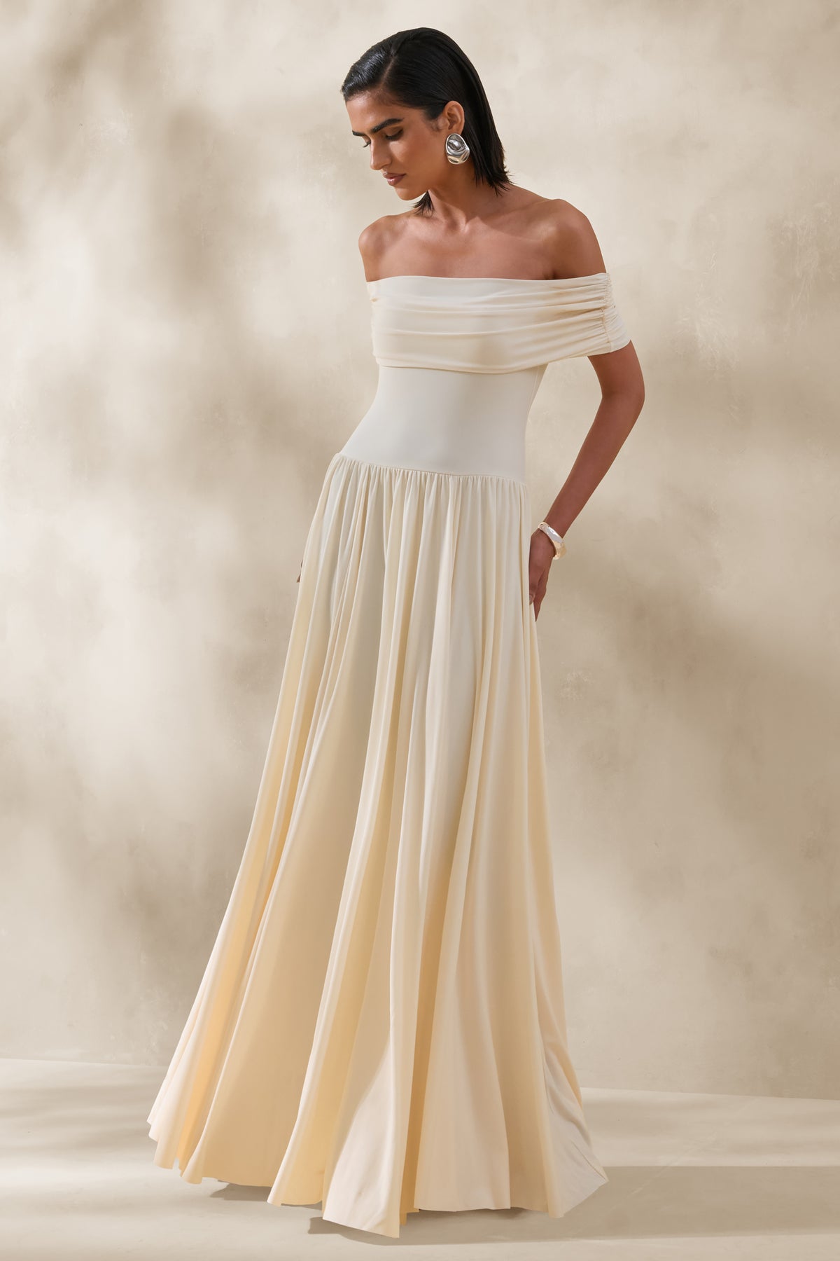 bardot neck maxi dress Bardot halter neck maxi dress in red