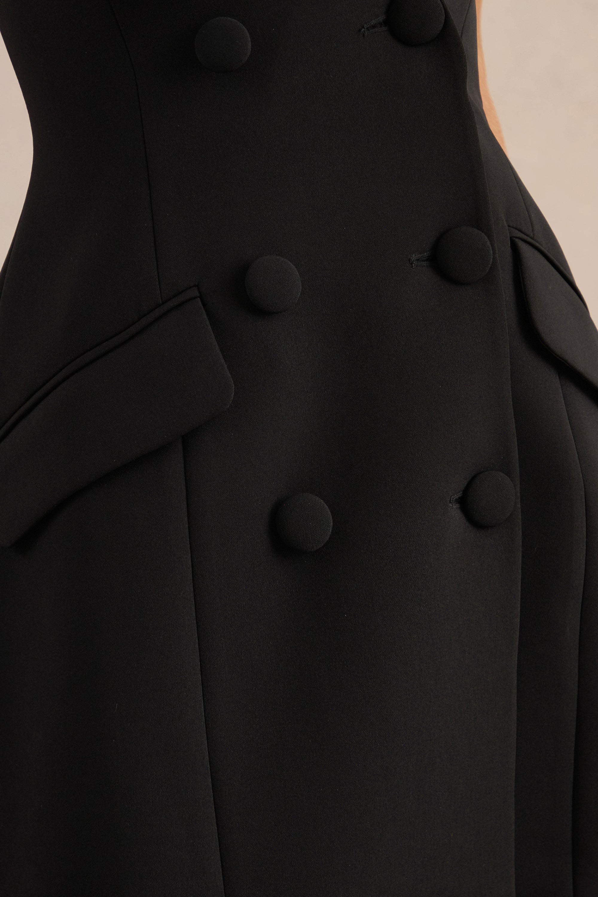 ECM_HR_CL138093001 - Carlin | Black Plunge-Neck Tailored Mini Dress With Button Detailing 4.jpg