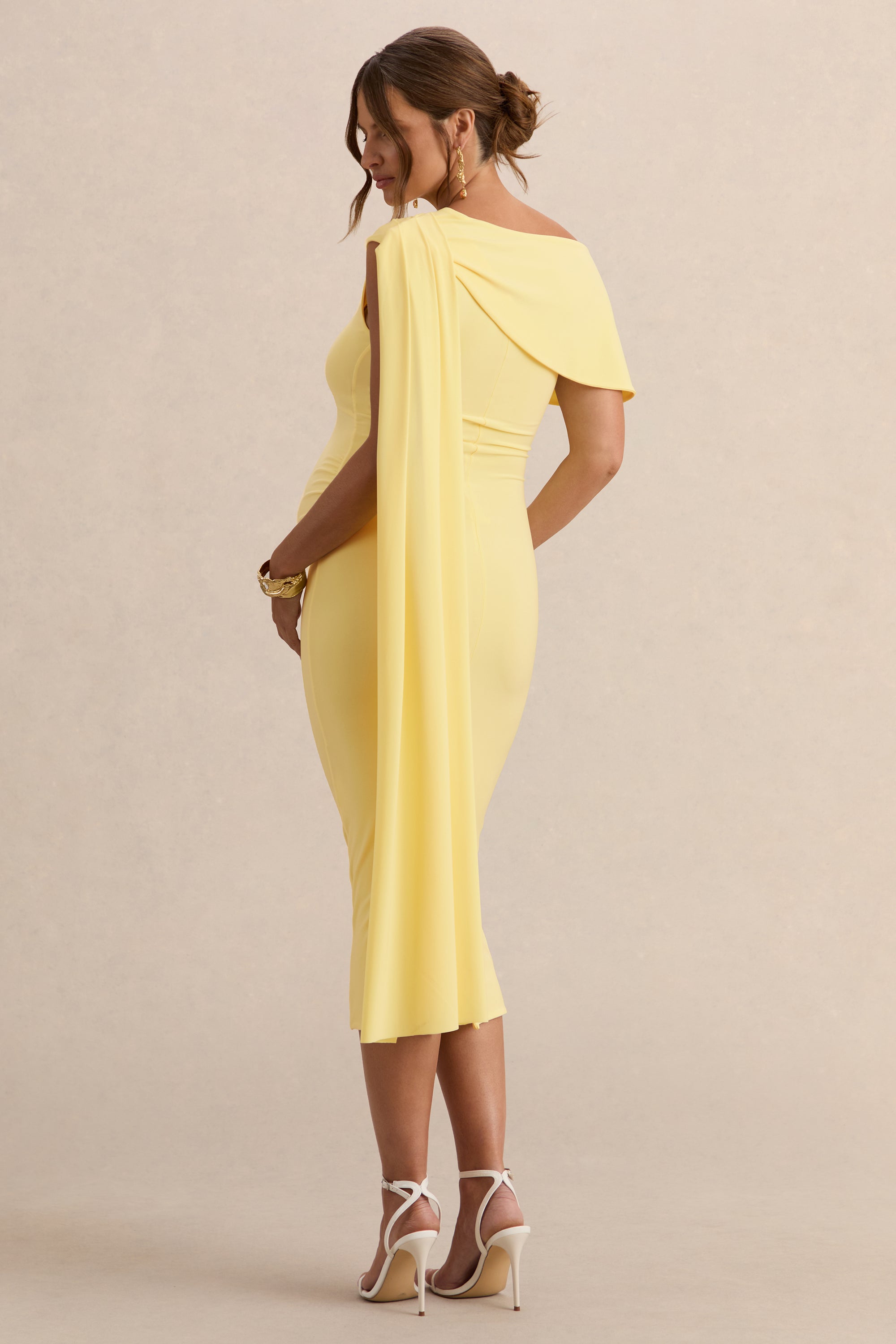 ECM_HR_CL138106121  - Braelyn Lemon Asymmetric-Neck Maternity Midi Dress With Gathered Detailing And Sash 4.jpg