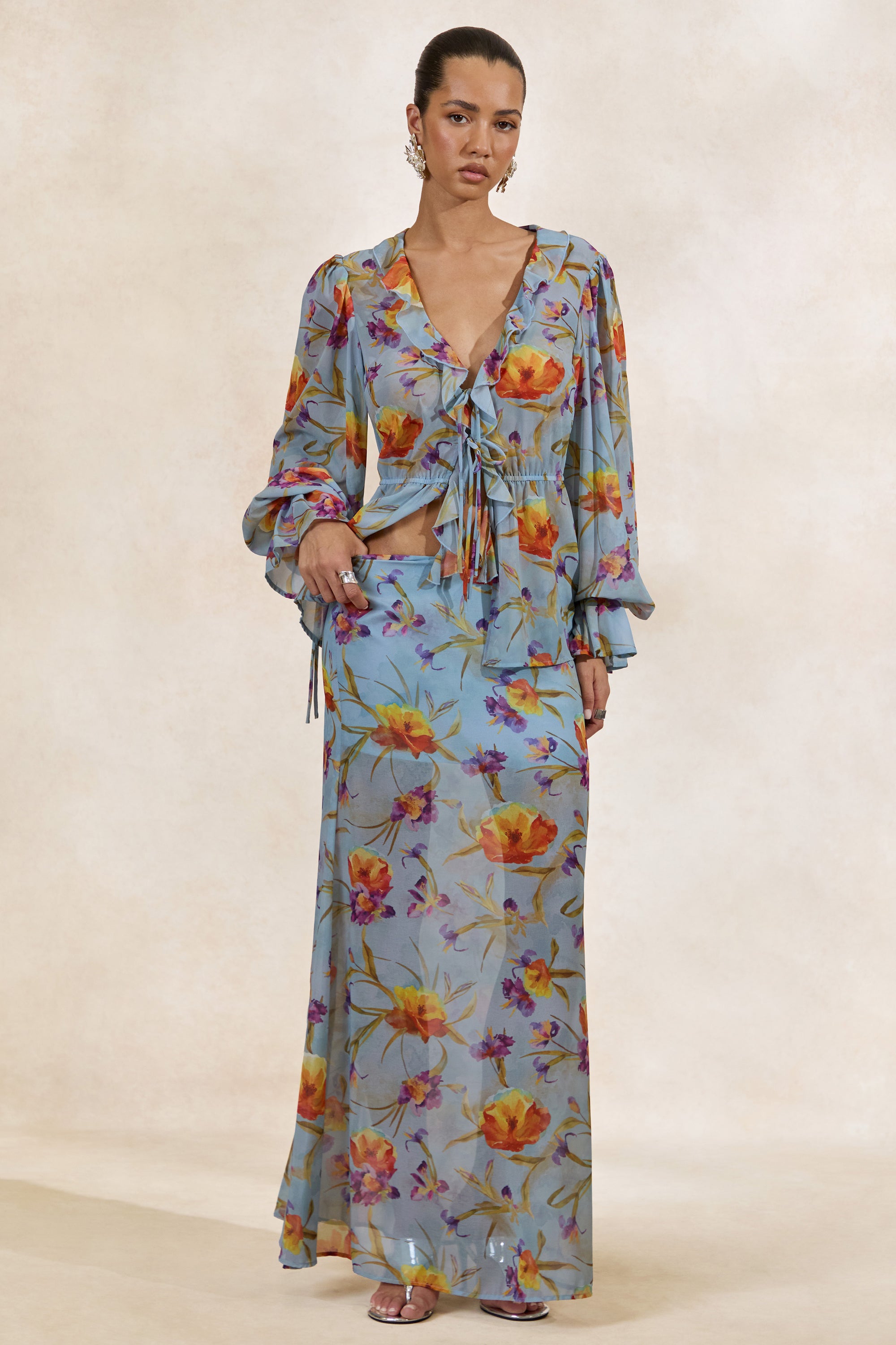 CL138216016 - Alveta _ Blue Floral Chiffon Sheer Maxi Skirt 0.jpg