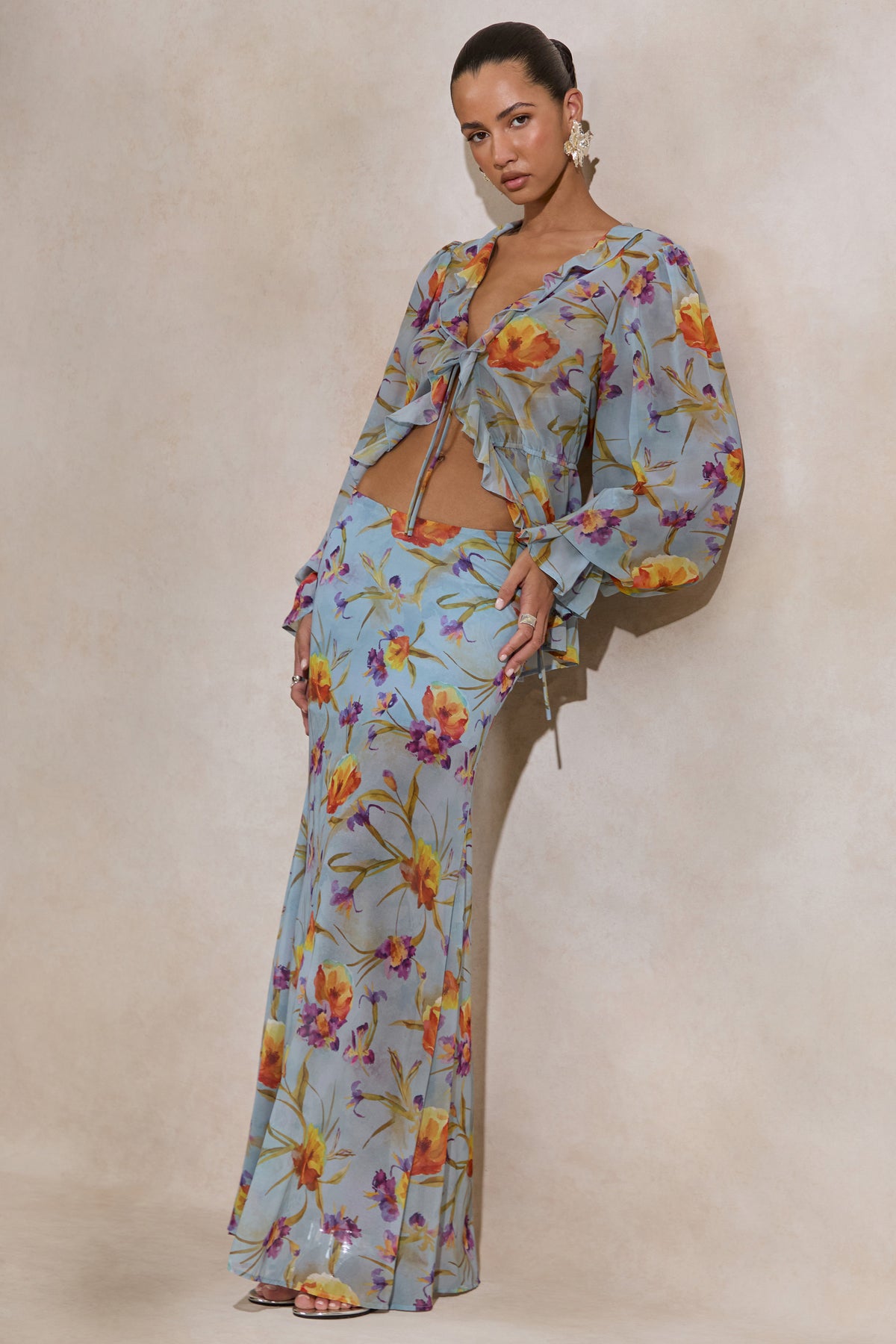 CL138216016 - Alveta _ Blue Floral Chiffon Sheer Maxi Skirt 2.jpg