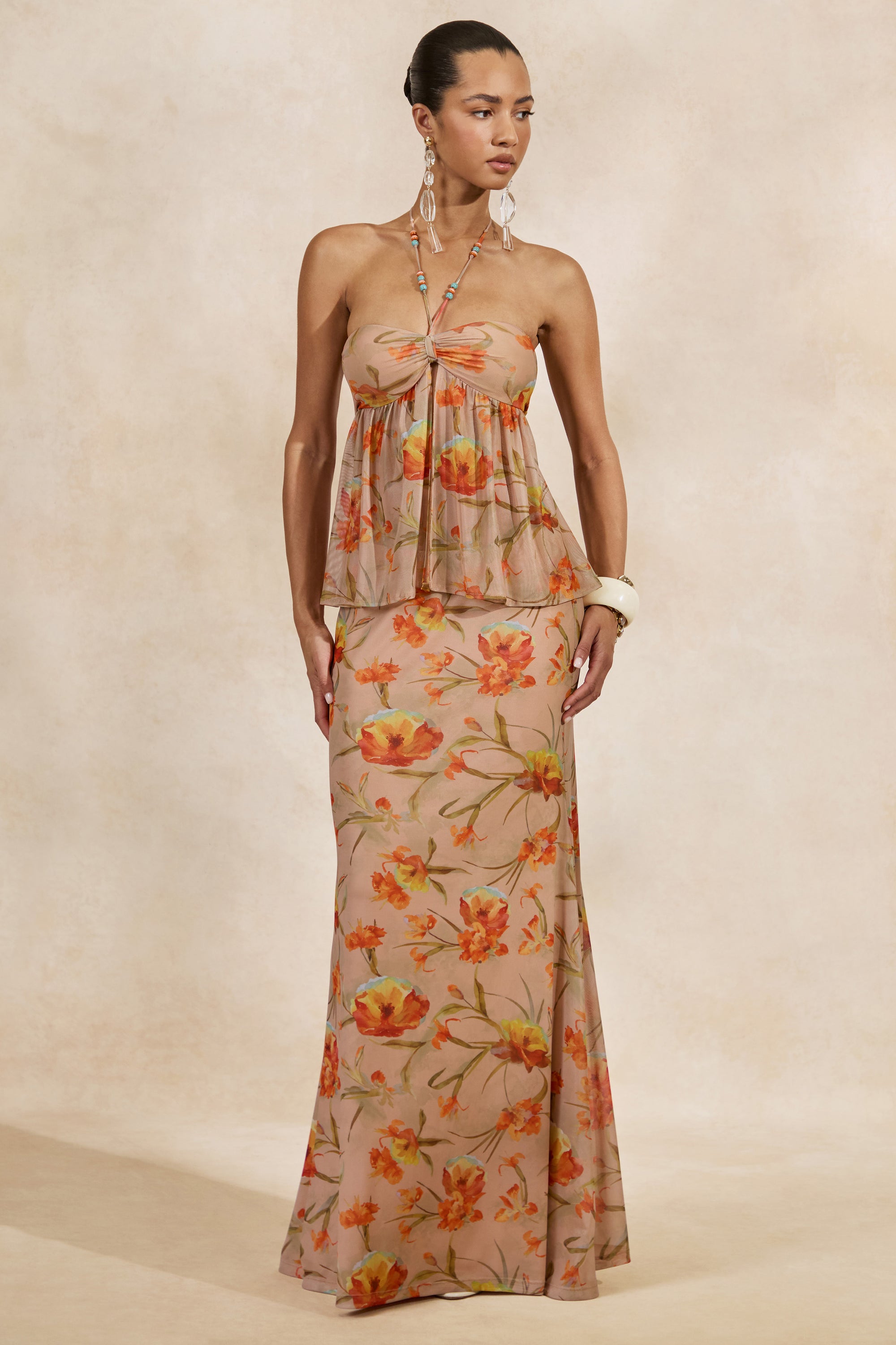 CL138222070 - Flaviah _ Orange Floral Print Mesh Maxi Skirt 0.jpg