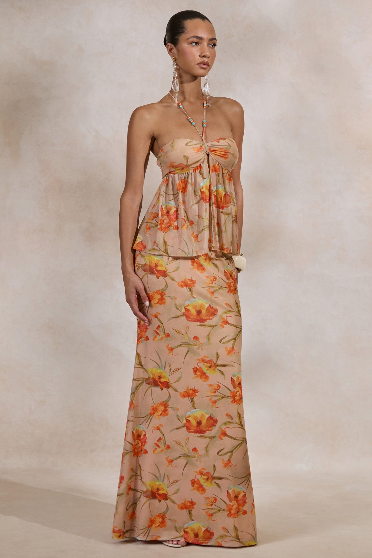 CL138222070 - Flaviah _ Orange Floral Print Mesh Maxi Skirt 1.jpg