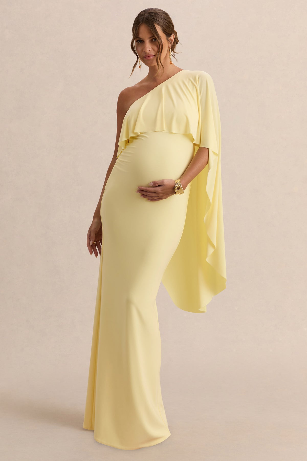 ECM_HR_CL138233121  - Cicely Lemon Asymmetric-Neck MAternity Maxi Dress With Cape Sleeve 1.jpg