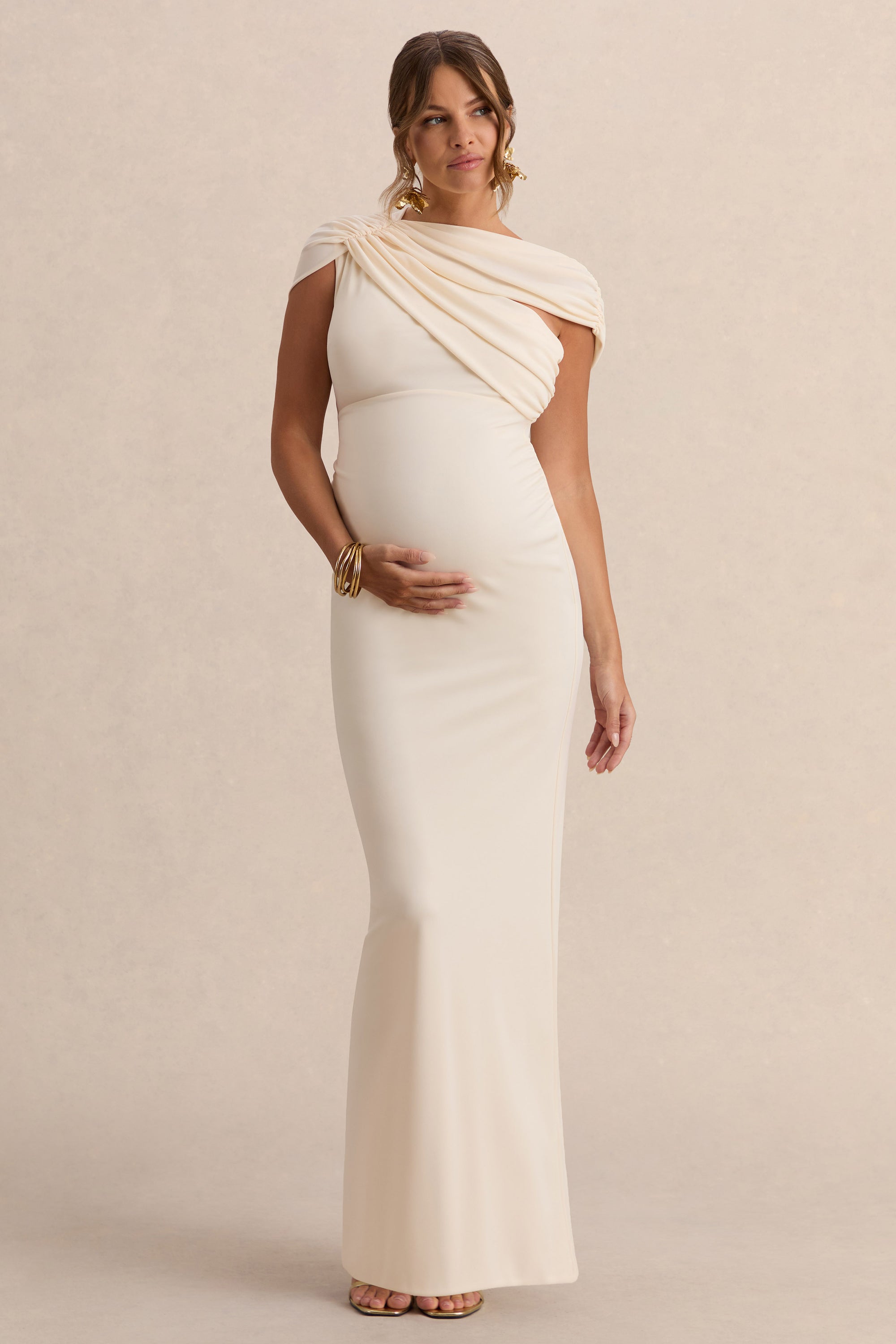 ECM_HR_CL138237111 - Eulalia Cream Asymmetric-Neck Maternity Maxi Dress With Cape Detail 0.jpg