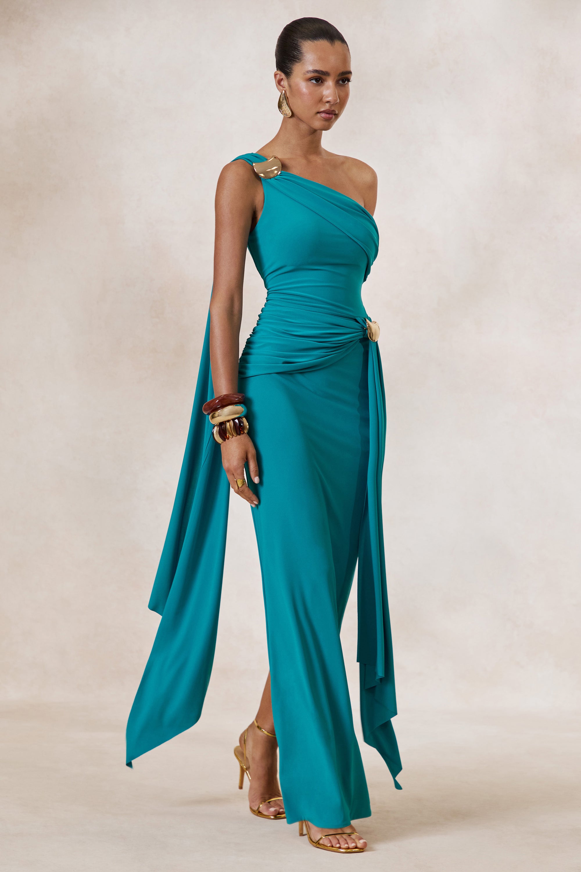 ECM_HR_CL138426036 - Sariah _ Teal Asymmetric-Neck Maxi Dress With Gathered Detailing And Gold Details 1.jpg