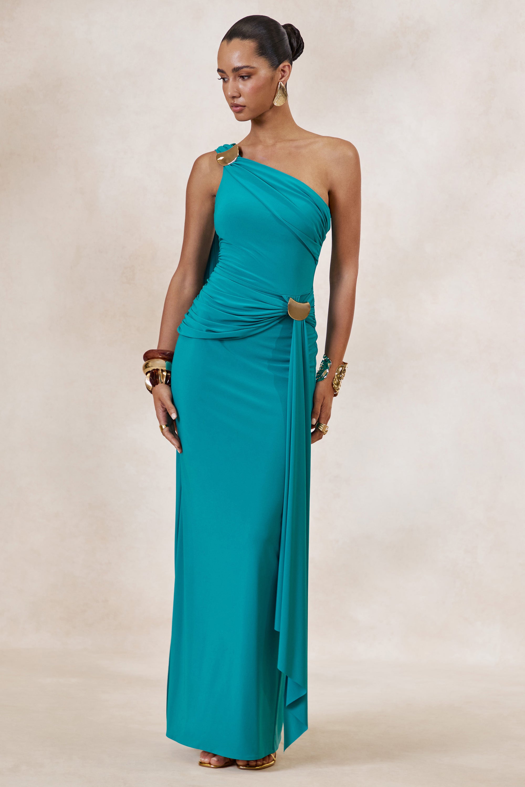 ECM_HR_CL138426036 - Sariah _ Teal Asymmetric-Neck Maxi Dress With Gathered Detailing And Gold Details 2.jpg