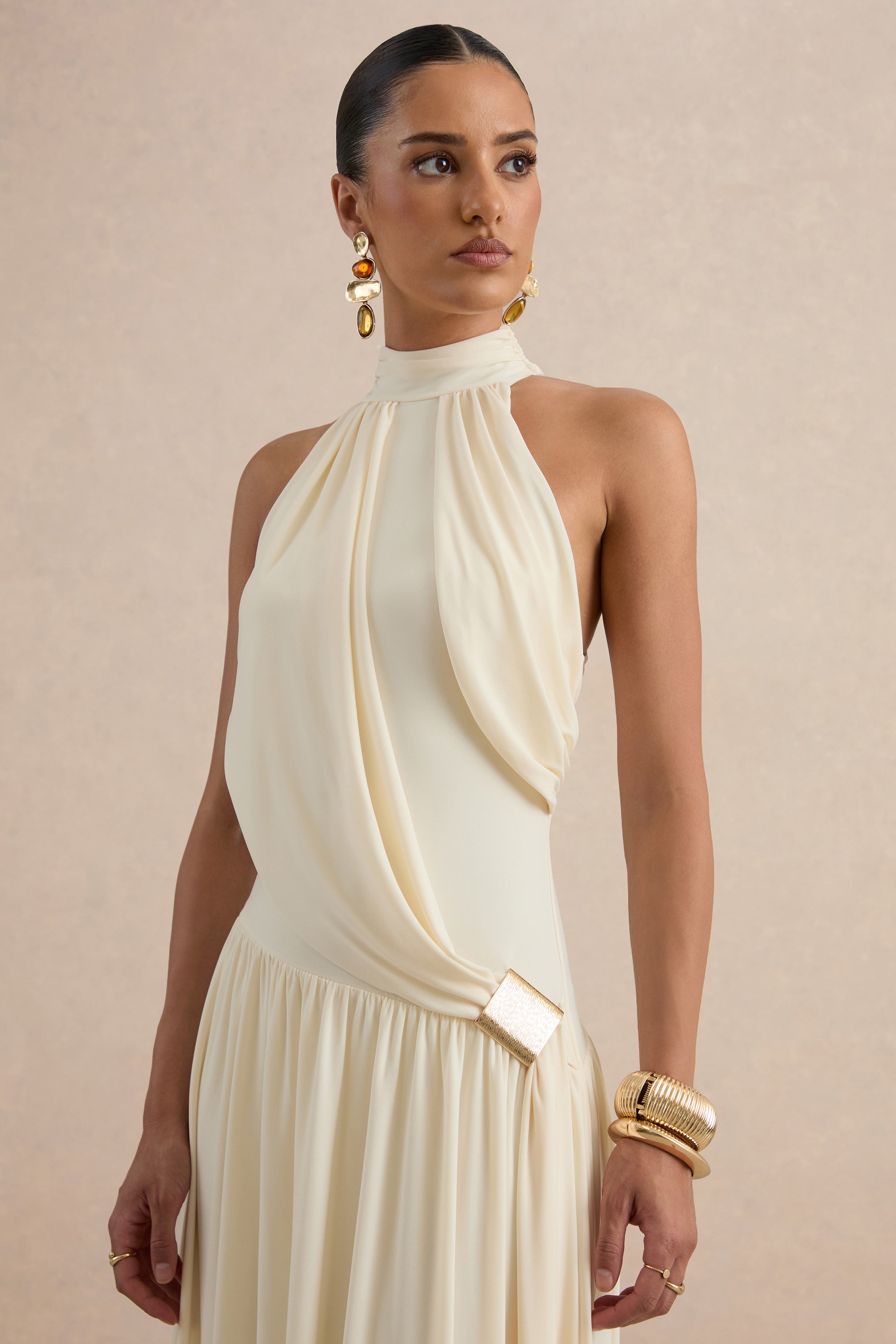 ECM_HR_CL138427111 - Sibel | Cream High-Neck Maxi Dress With Draped Detailing And Gold Detail 3.jpg