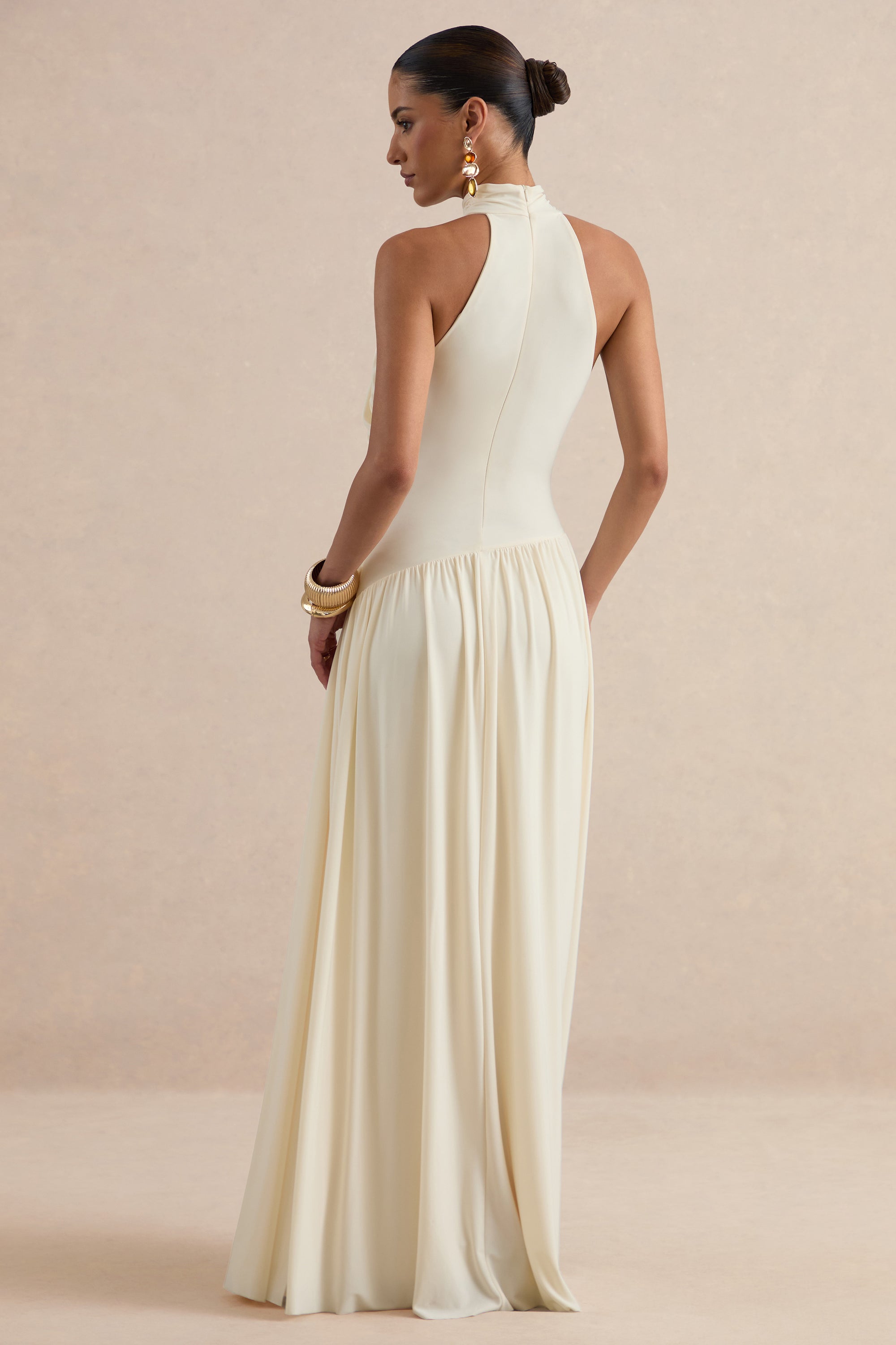 ECM_HR_CL138427111 - Sibel | Cream High-Neck Maxi Dress With Draped Detailing And Gold Detail 5.jpg
