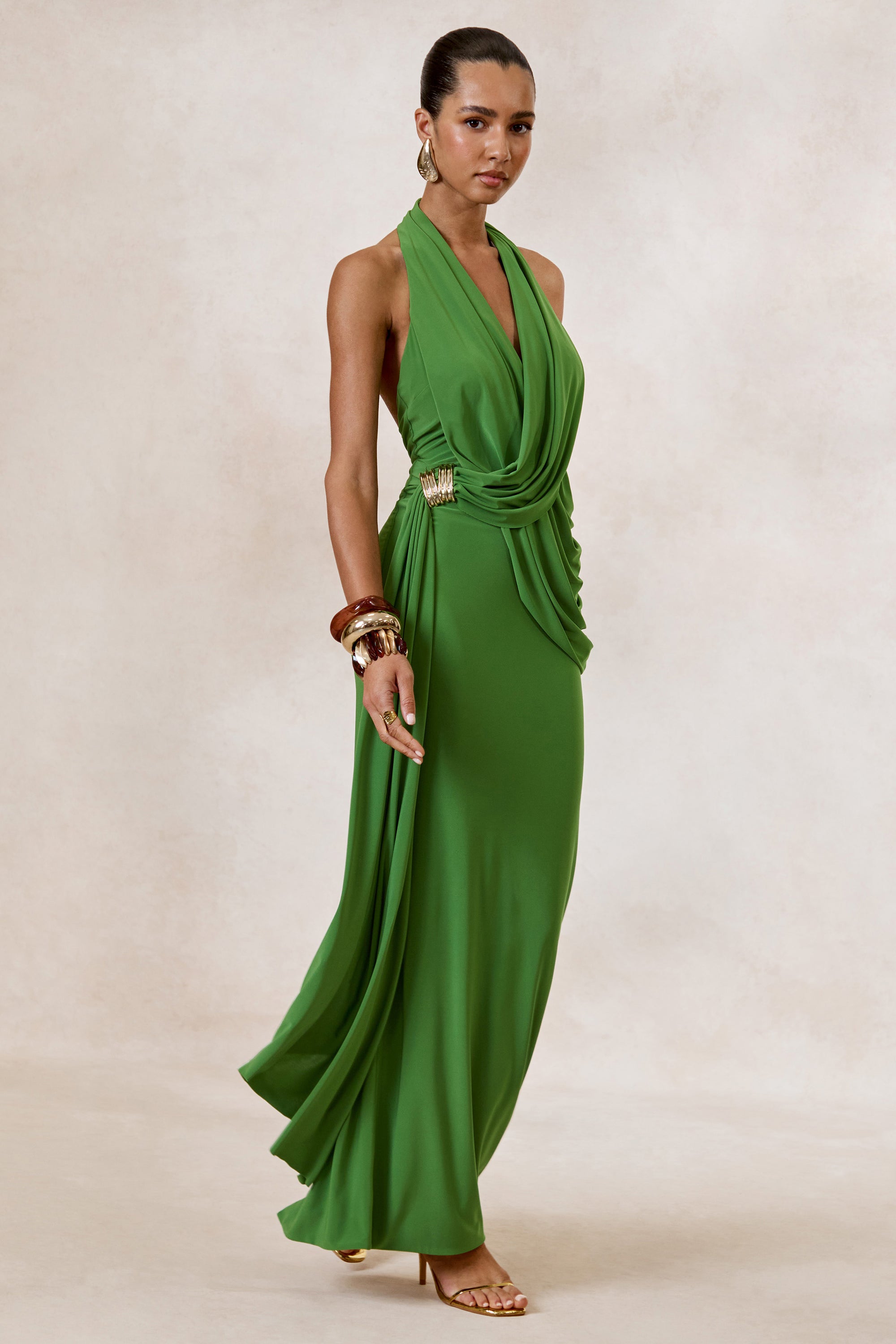 ECM_HR_CL138431037 - Alisanne _ Green Plunge-Neck Maxi Dress With Draped Detailing 2.jpg