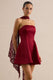 Lioray Burgundy Satin Bandeau-Neck A-Line Mini Dress cl138453102 and scarf CL138453102_1.jpg