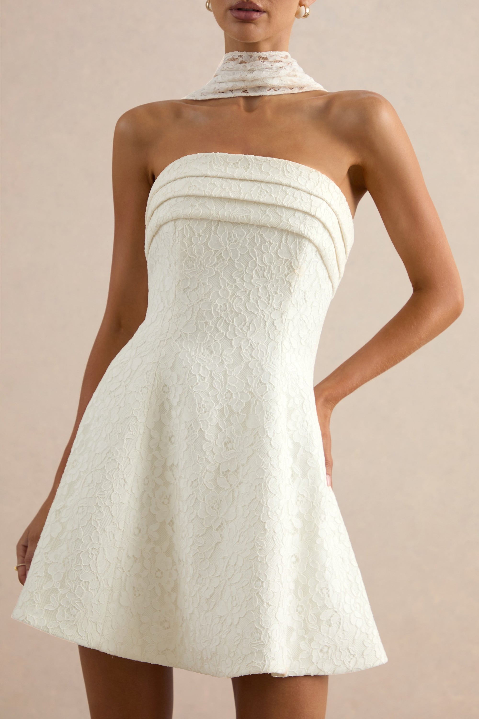 ECM_HR_CL138595110 - Taryna | White Lace Hair Bow + CL138454110 - Elvara | White Lace Bandeau-Neck Mini Dress With Scarf Detail 4.jpg