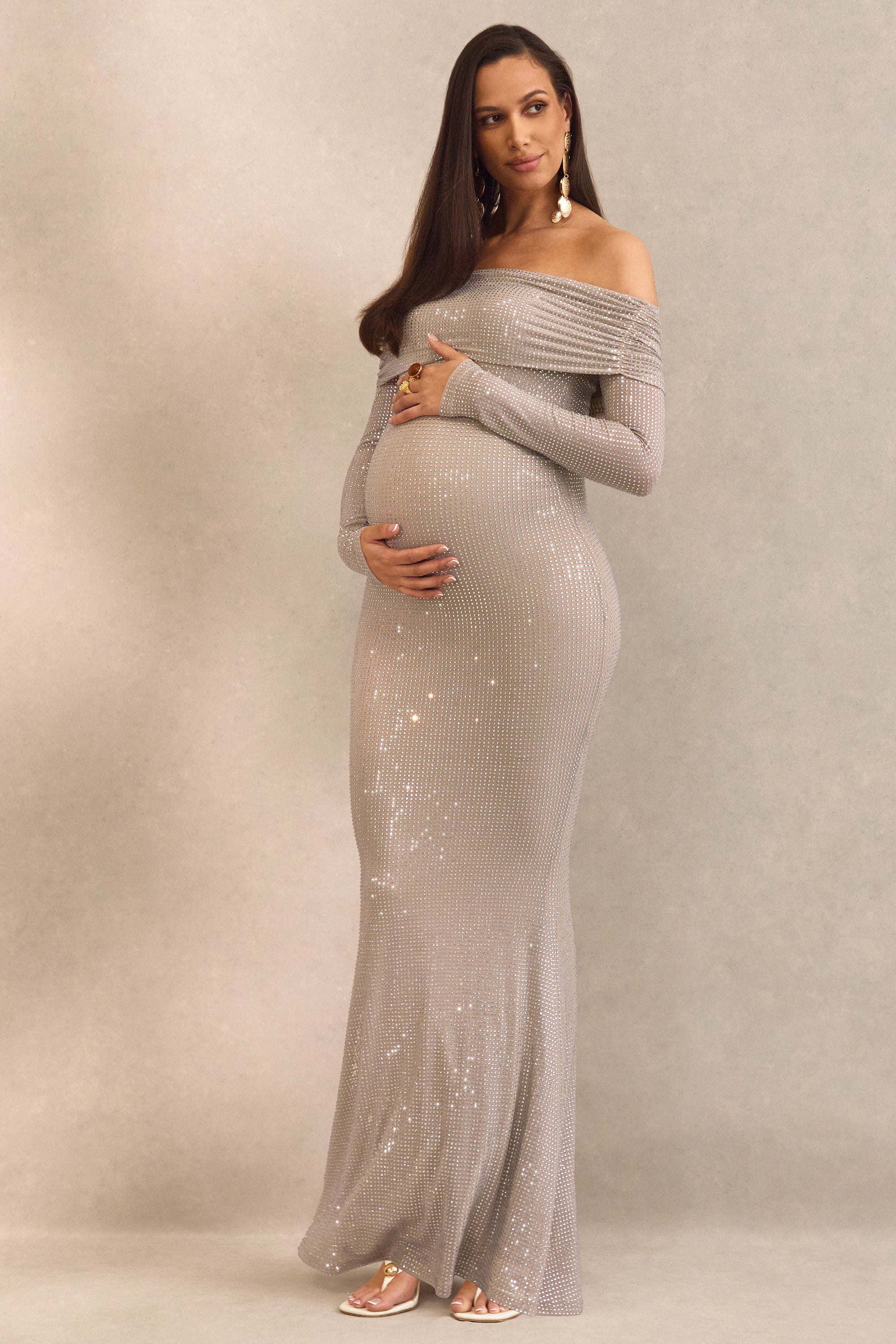 ECM_HR_CL138458060  - Pomeline Chapagne Bardot-Neck Maternity Maxi Dress0.jpg