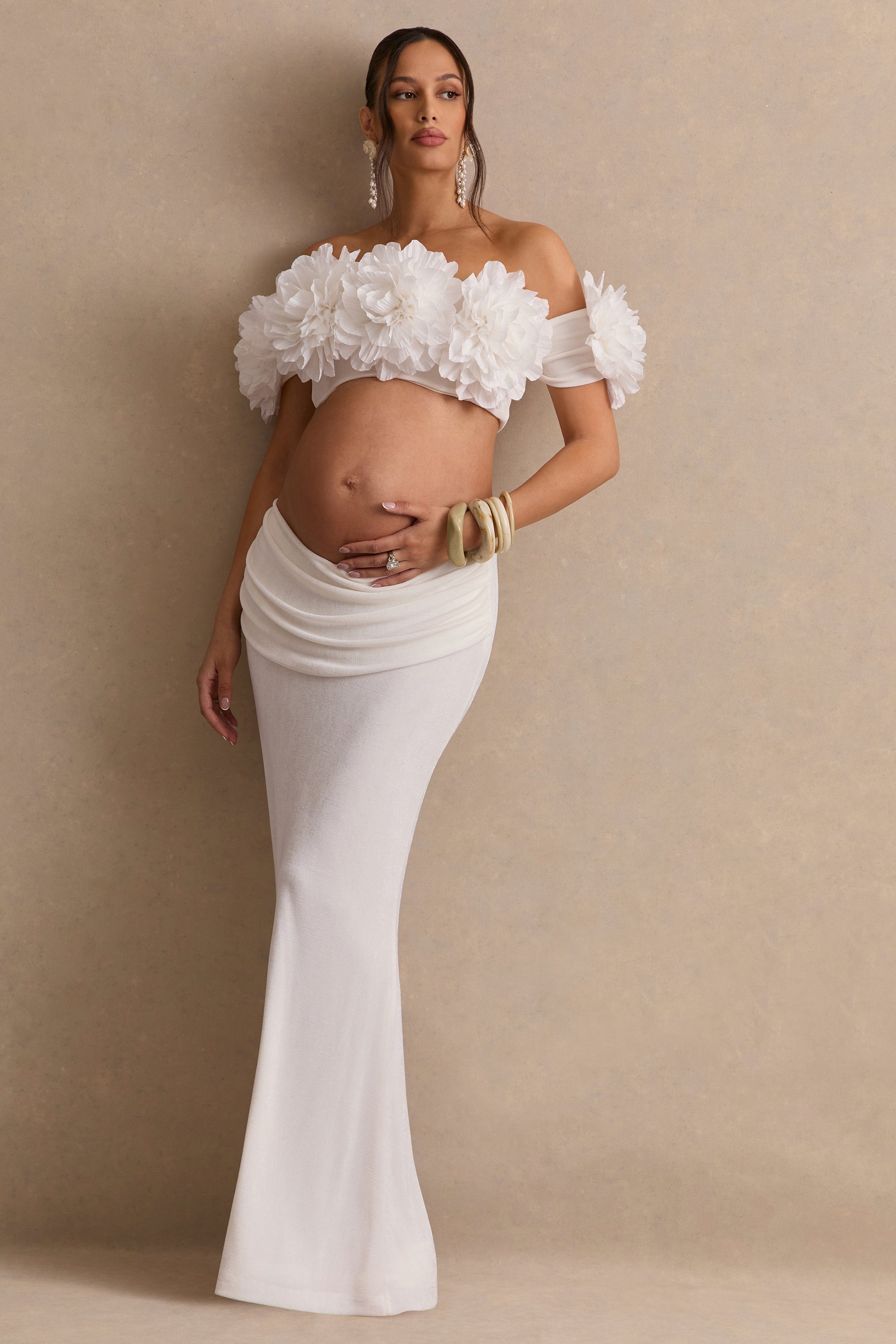 ECM_HR_CL138480110 - Arwenne _ White Maternity Maxi Skirt + CL138479110 - Arwenne _ White Bardot-Neck Maternity Crop-Top With Corsage Detailing0.jpg