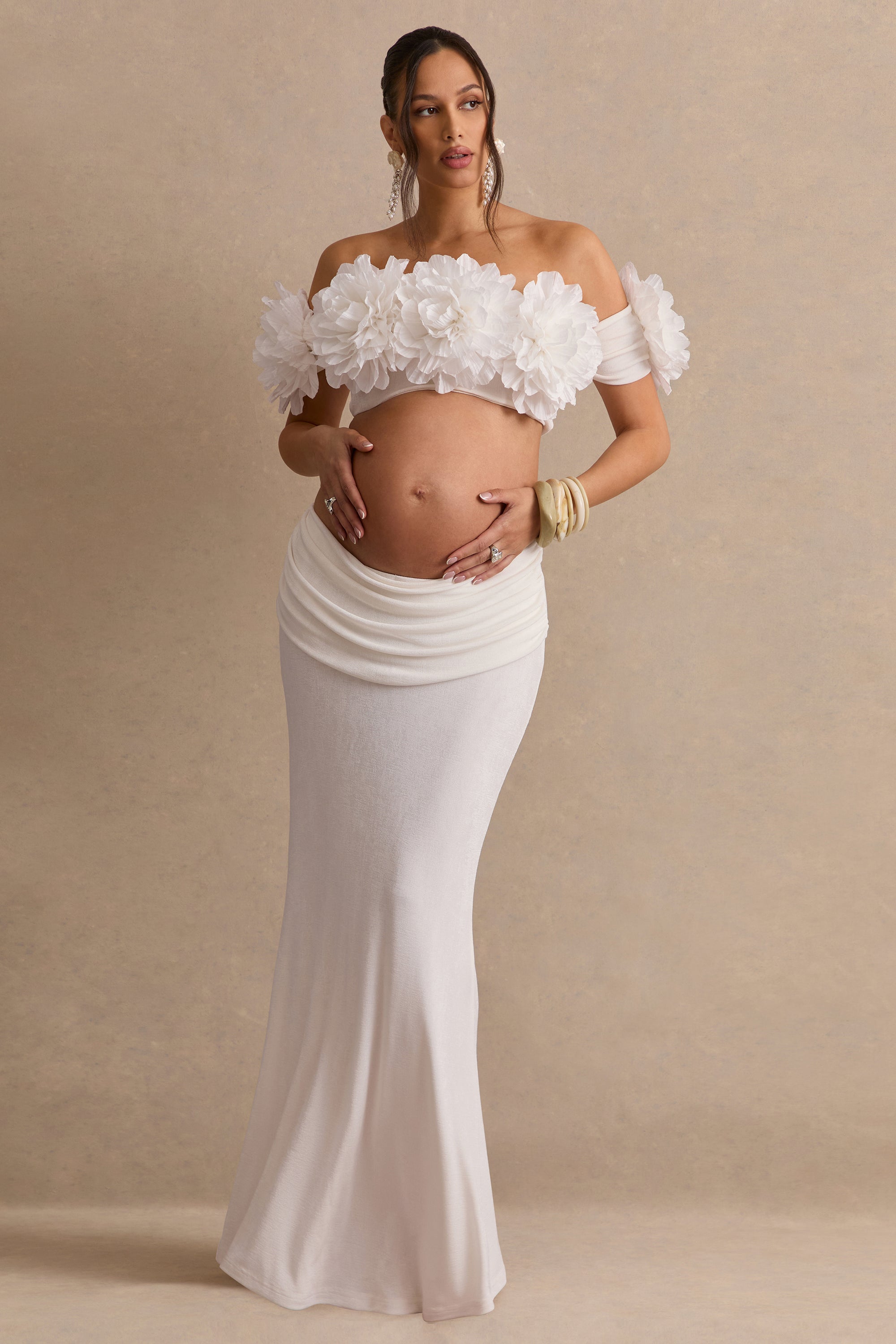 ECM_HR_CL138480110 - Arwenne _ White Maternity Maxi Skirt + CL138479110 - Arwenne _ White Bardot-Neck Maternity Crop-Top With Corsage Detailing1.jpg
