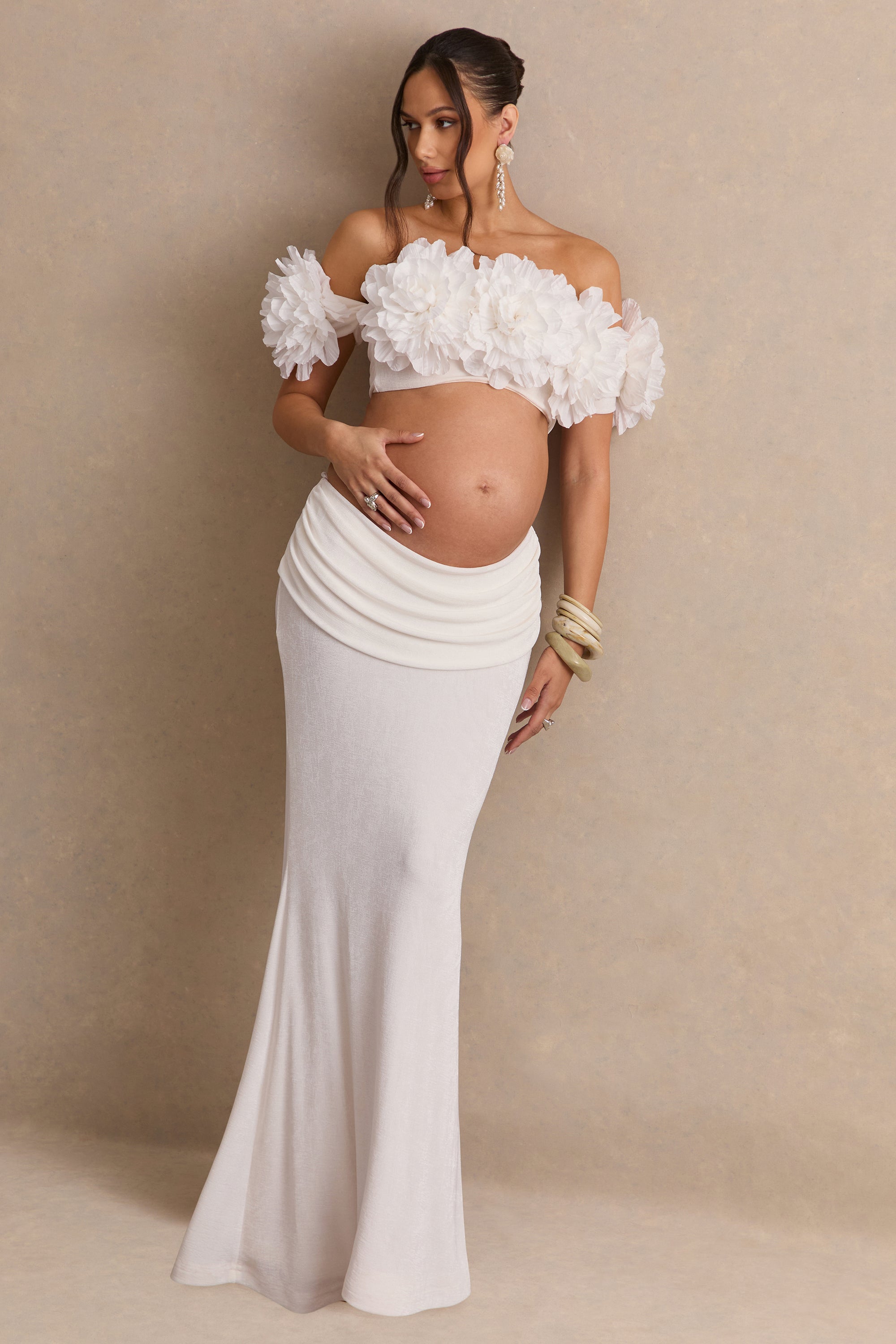 ECM_HR_CL138480110 - Arwenne _ White Maternity Maxi Skirt + CL138479110 - Arwenne _ White Bardot-Neck Maternity Crop-Top With Corsage Detailing3.jpg