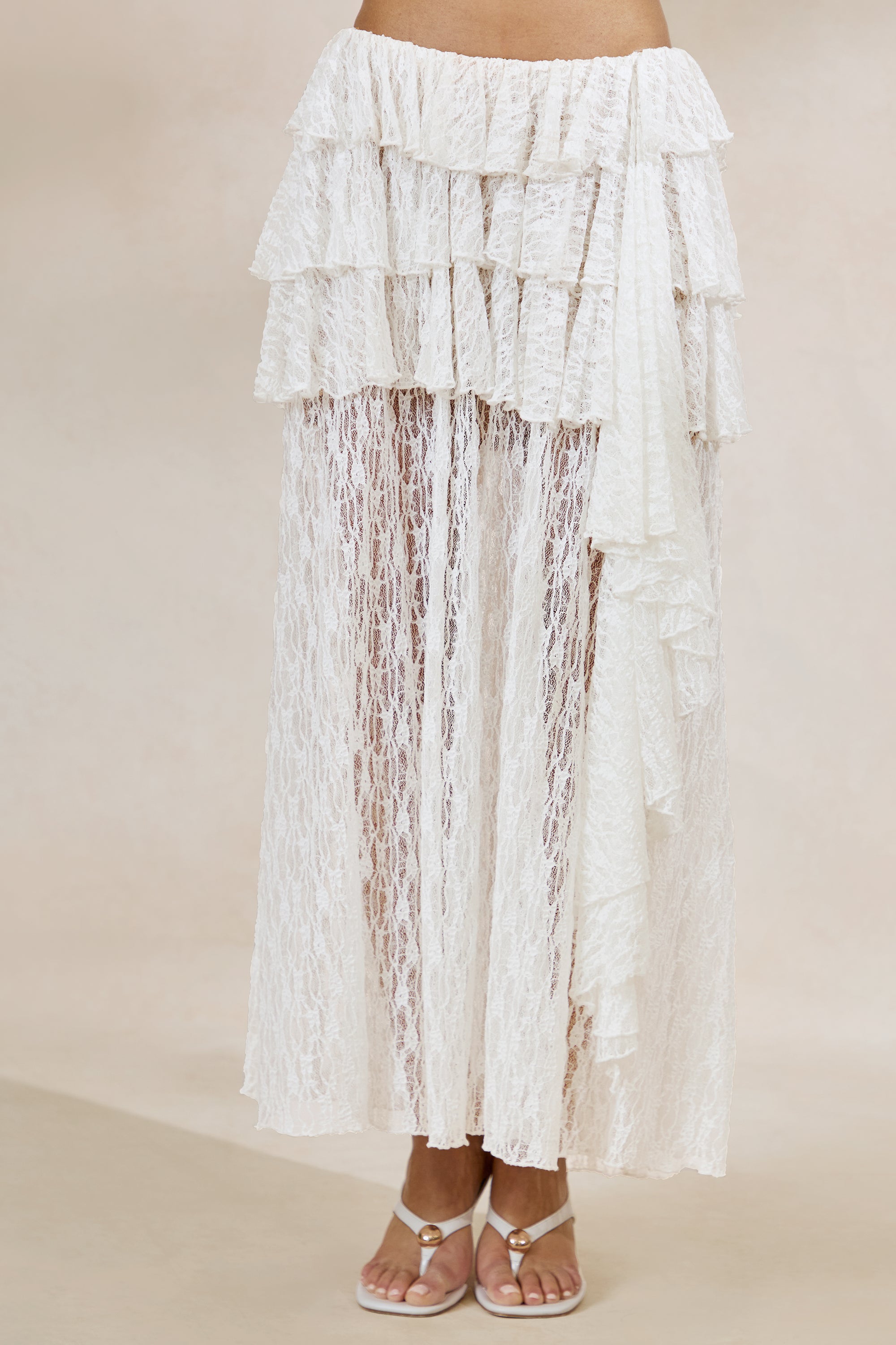 ECM_HR_CL138498110 - Astella | White Lace Plunge-Neck Maternity Top With Ruffled Trim + CL138499110 - Astella | White Lace Asymmetric-Waist Maternity Maxi Skirt With Ruffled Detailing4.jpg