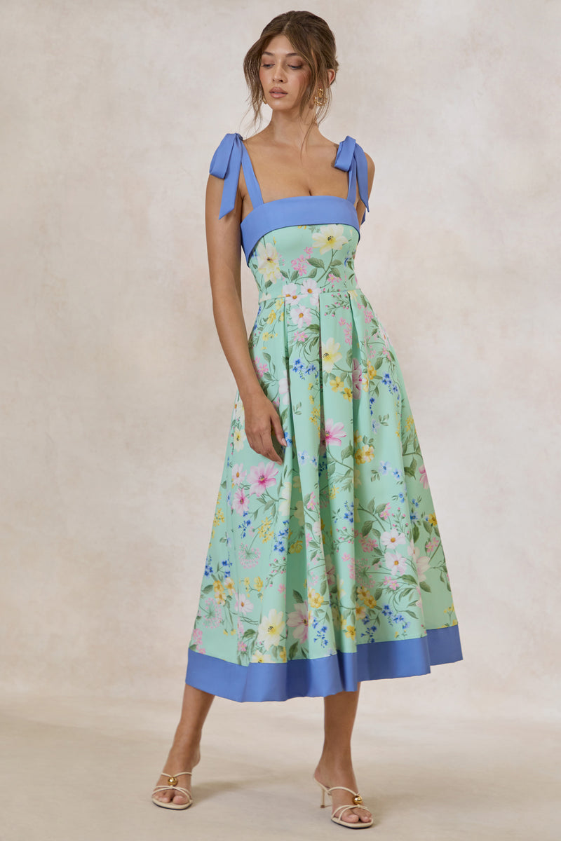 CL138562032 - Marlisa _ Mint Floral Print Square-Neck Midi Dress With Bow Straps 1.jpg