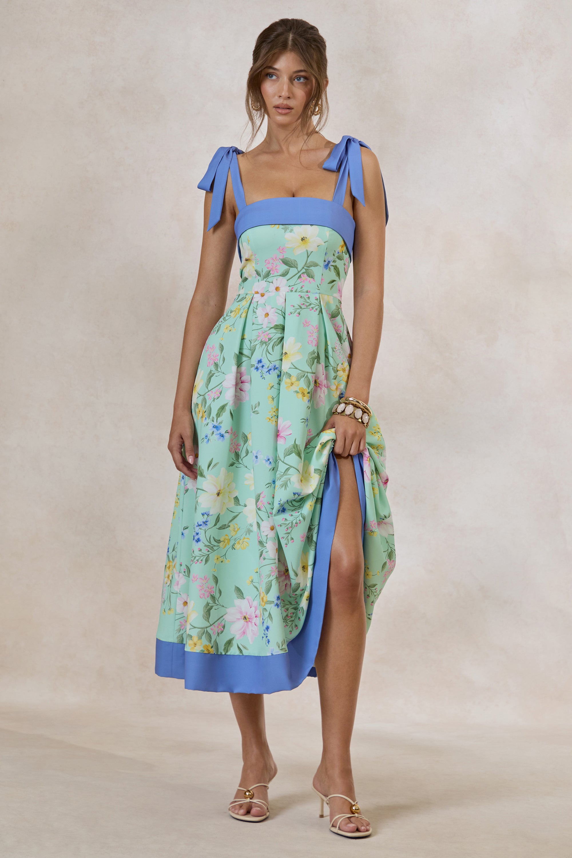 CL138562032 - Marlisa _ Mint Floral Print Square-Neck Midi Dress With Bow Straps 2.jpg