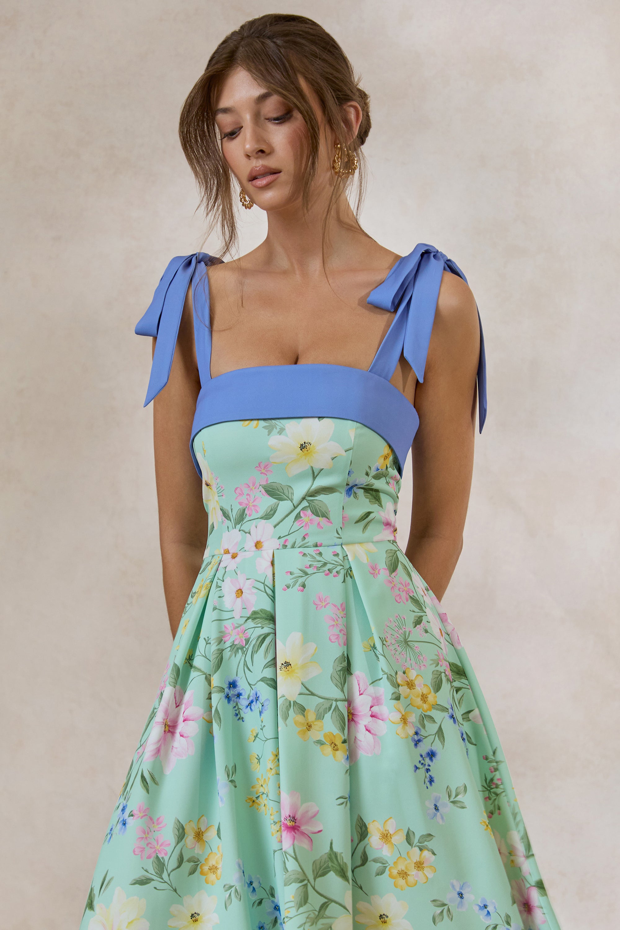CL138562032 - Marlisa _ Mint Floral Print Square-Neck Midi Dress With Bow Straps 4.jpg