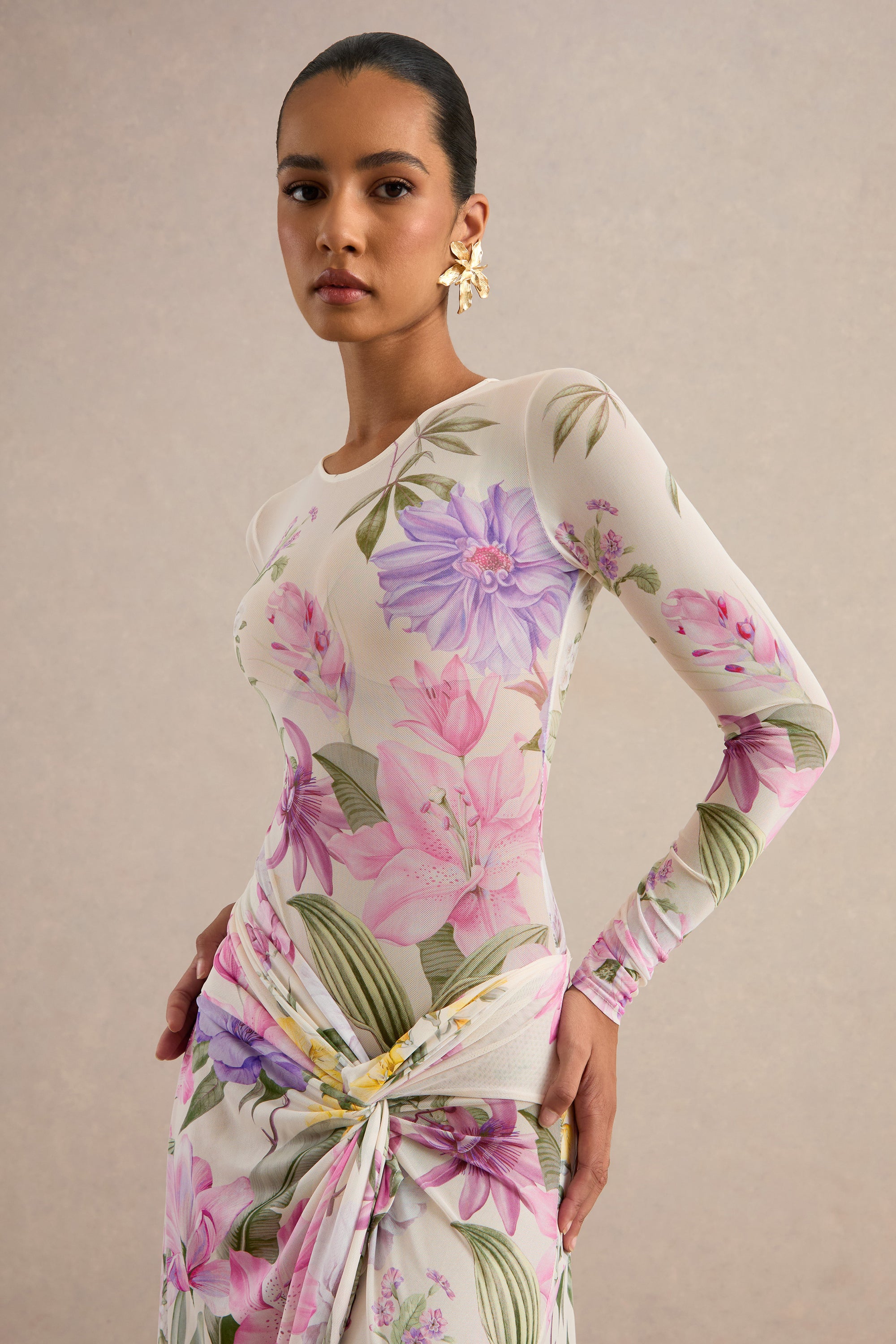 CL138605111 - Malva _ Cream Floral Print Mesh Round-Neck Bodysuit 8.jpg