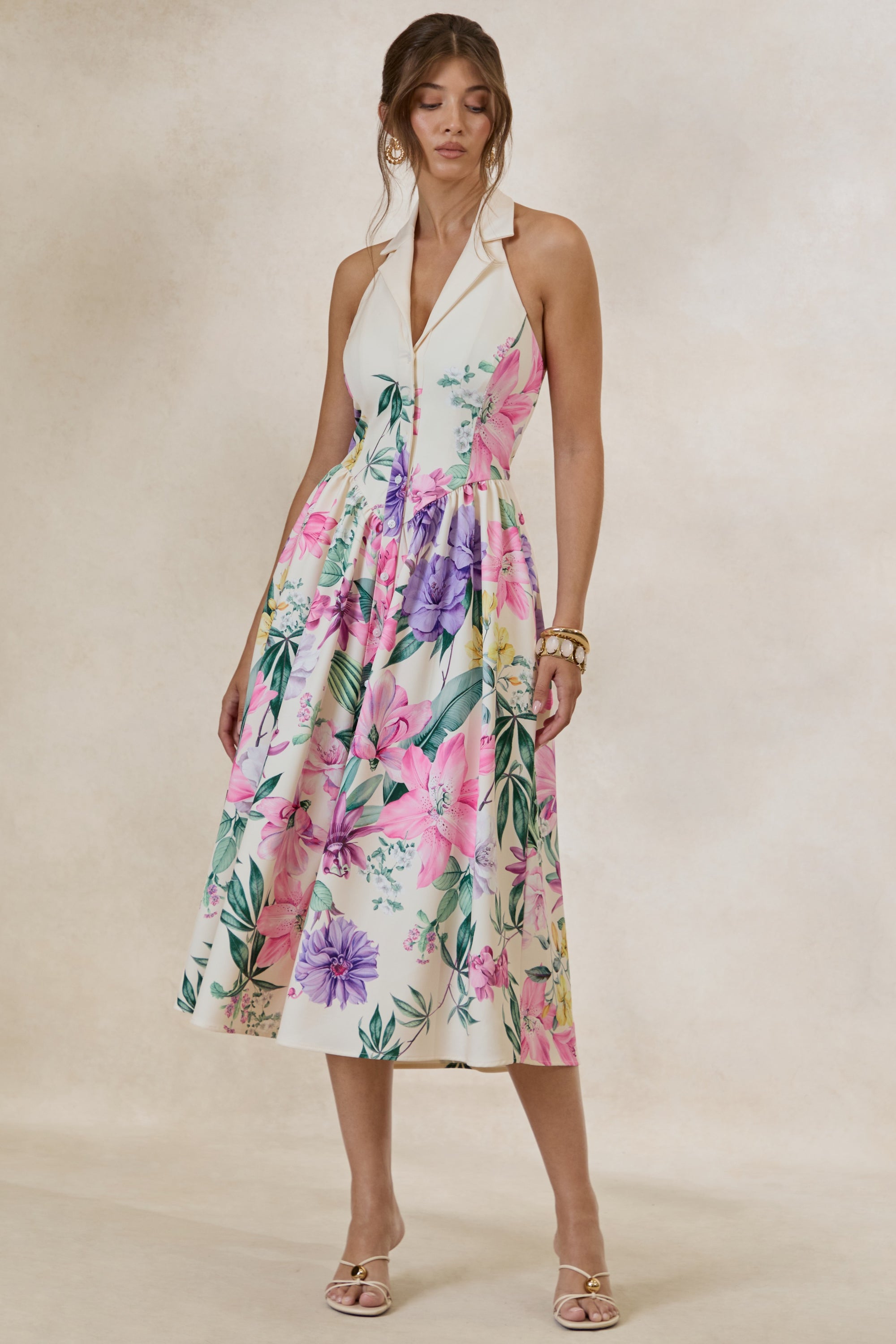 ECM_HR_CL138606111 - Maila _ Cream Floral Print Collared Halter-Neck Midi Dress 1.jpg