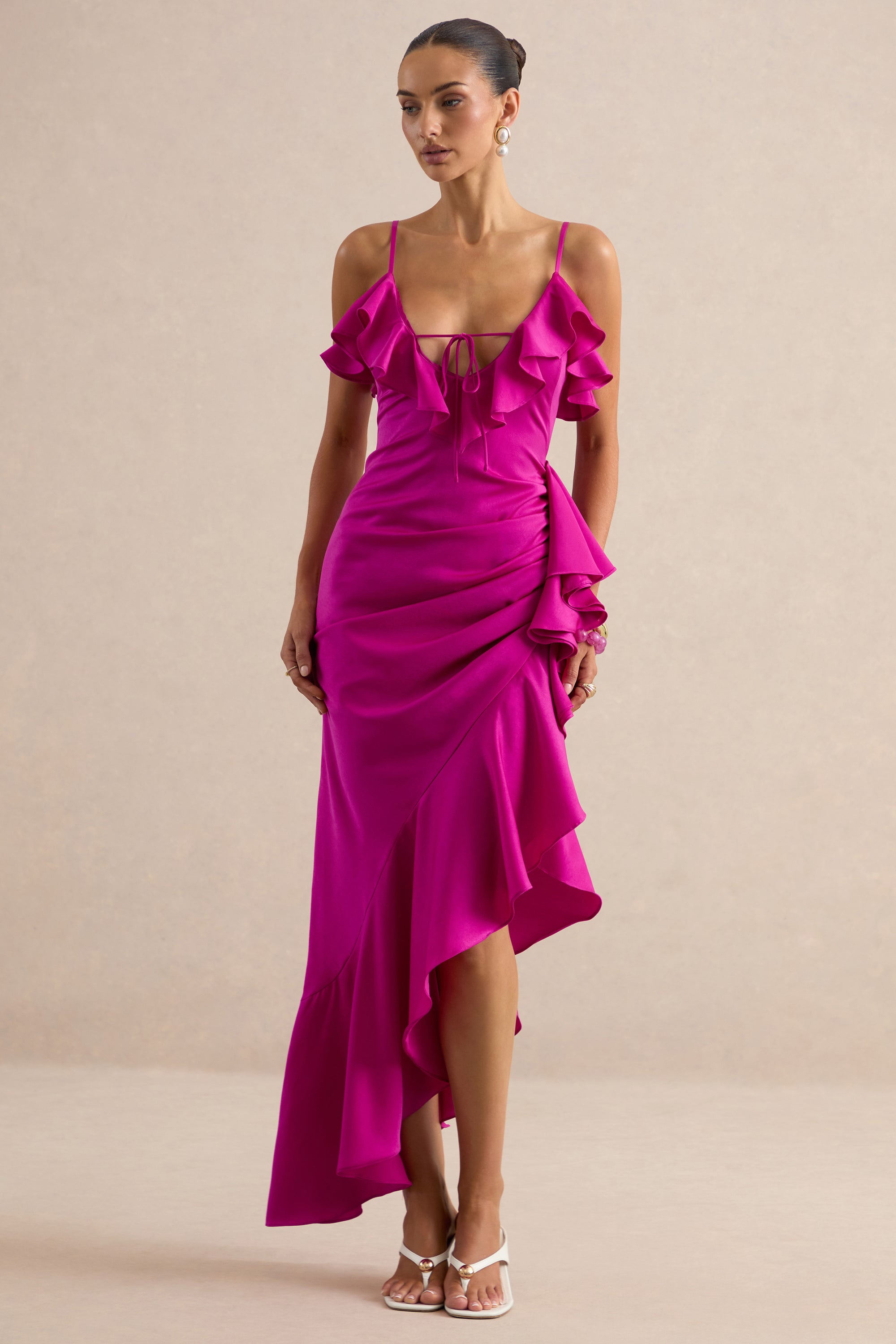 ECM_HR_CL138627084 - Salvina | Pink Satin V-Neck Maxi Dress With Ruffled Detailing And Scarf Detail 0.jpg