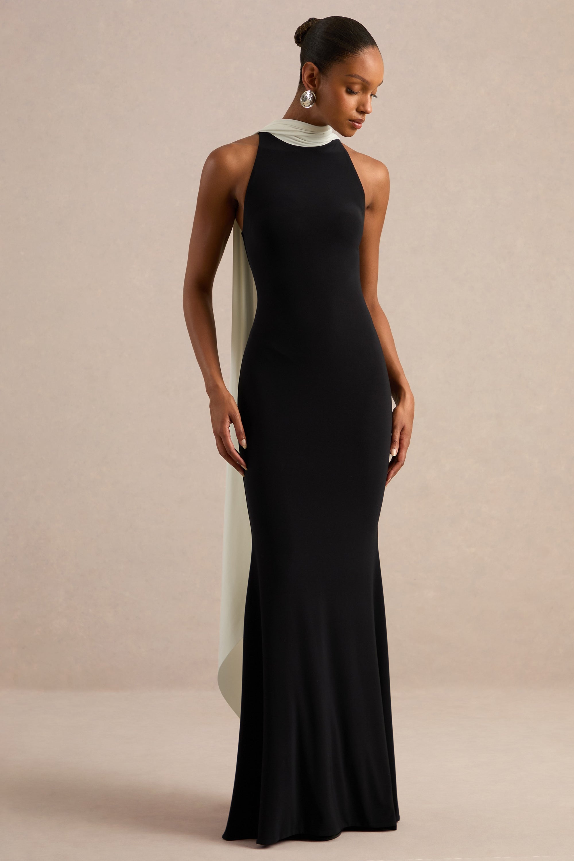 CL138668002 - Calise _ Black & White High-Neck Maxi Dress With Cape Detail1.jpg