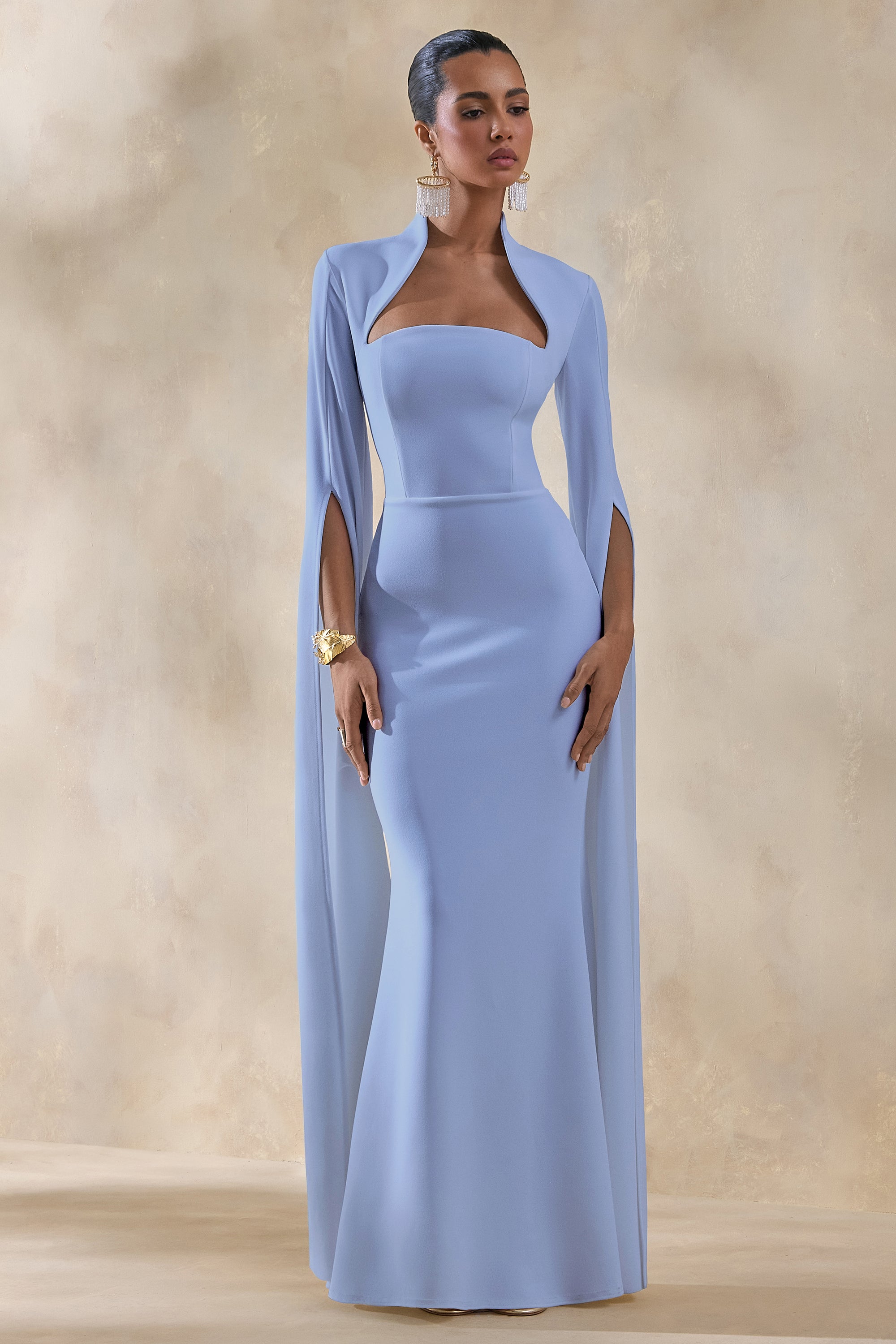 ECM_HR_CL138716013 - Esme | Light Blue Square-Neck Maxi Dress With Cape Sleeves 3.jpg