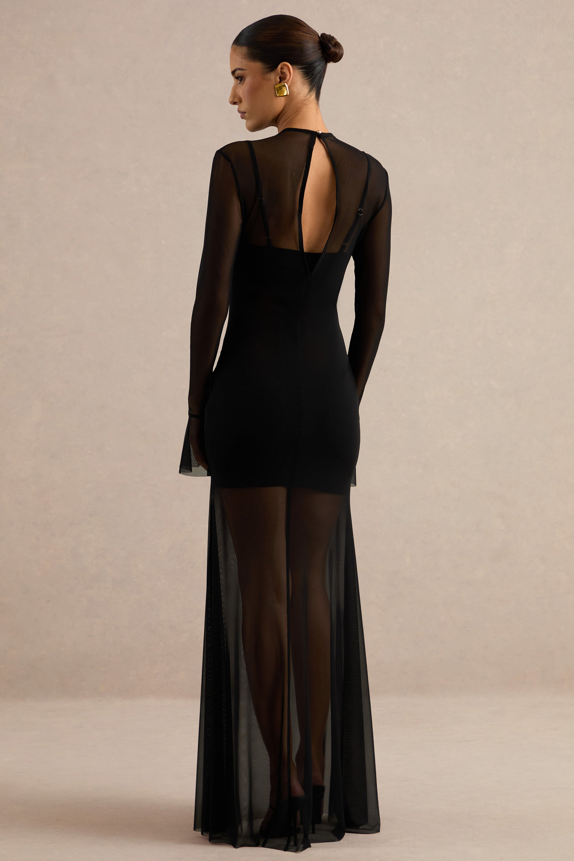 ECM_HR_CL138795001 - Florisa | Black Mesh High-Neck Maxi Dress 5.jpg