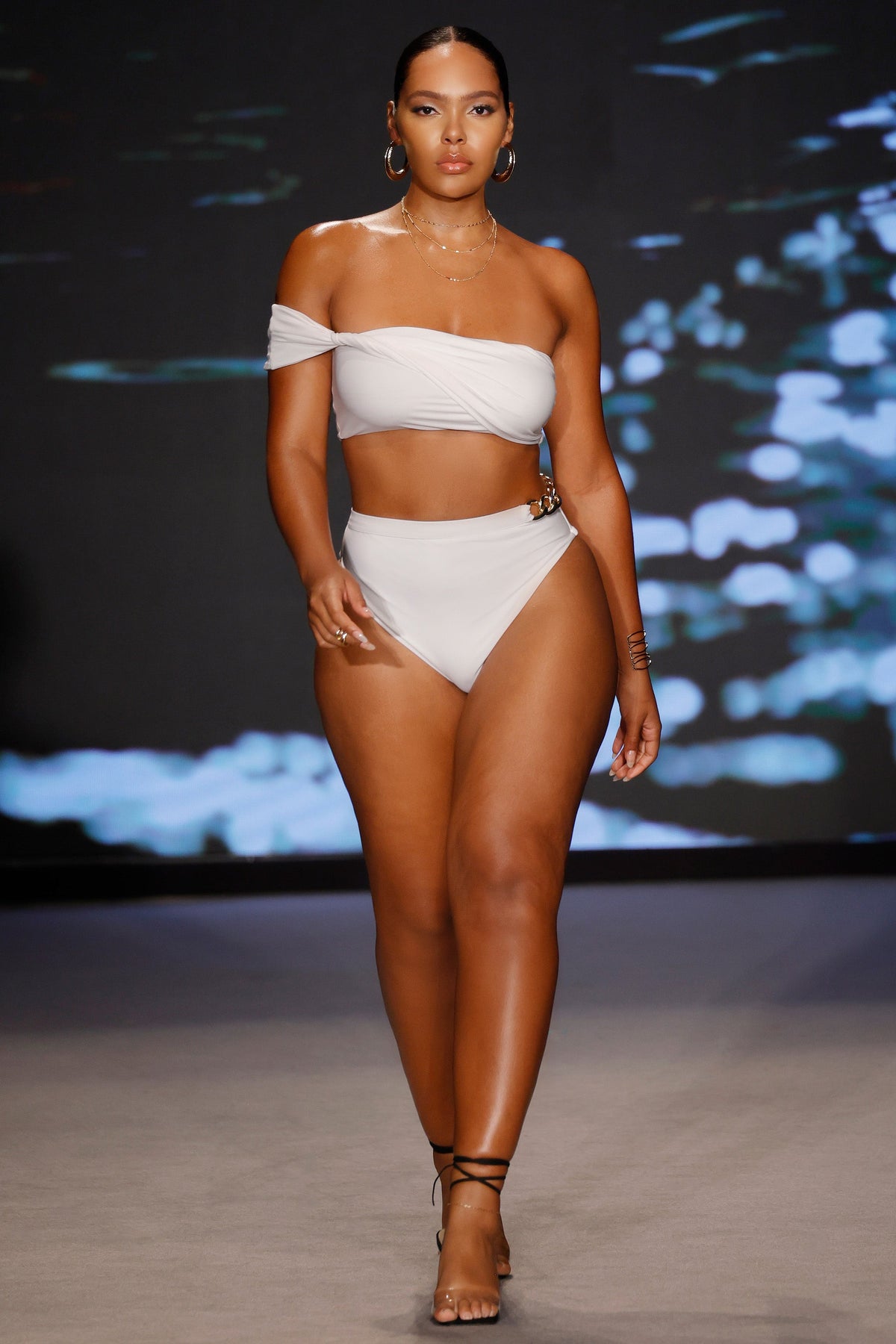 Wealth | White High Waisted Chain Bikini Bottoms