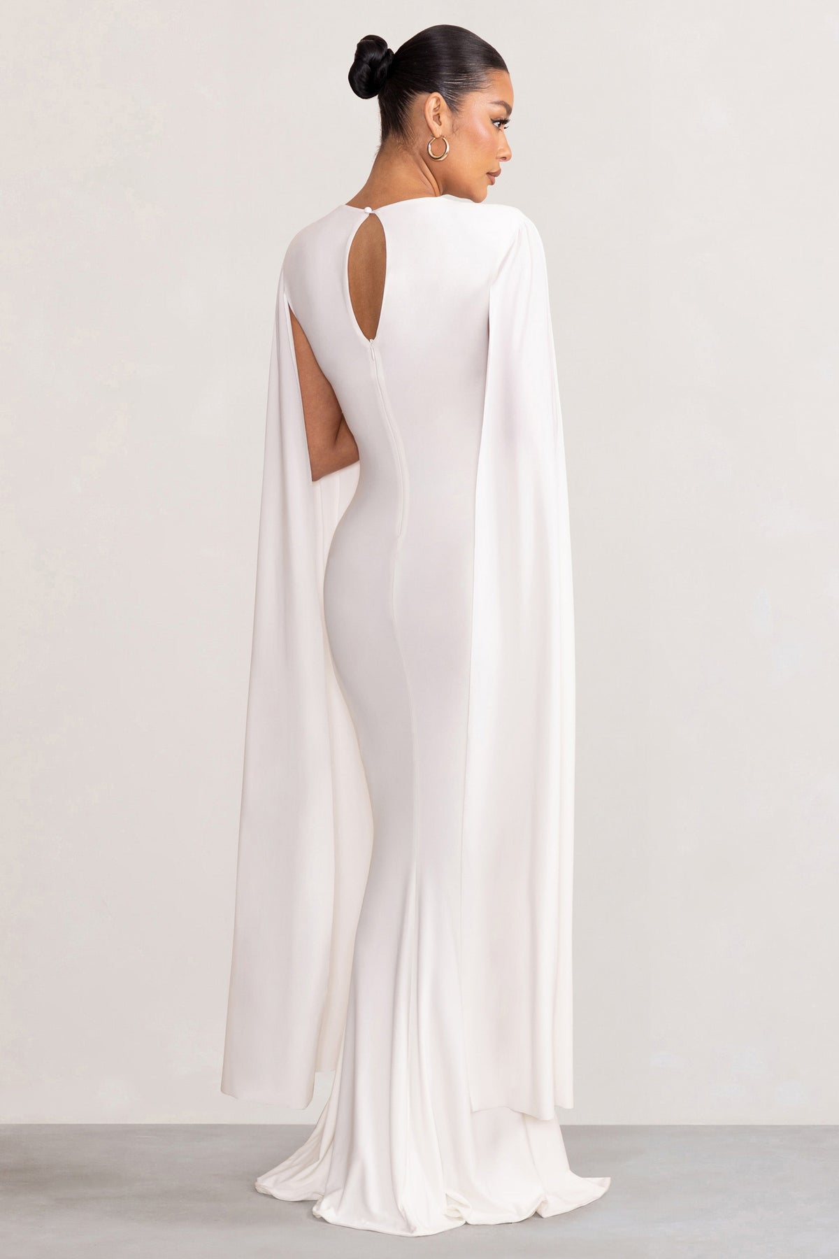 Divine Timing | White Maternity Maxi Dress With Cape Sleeves