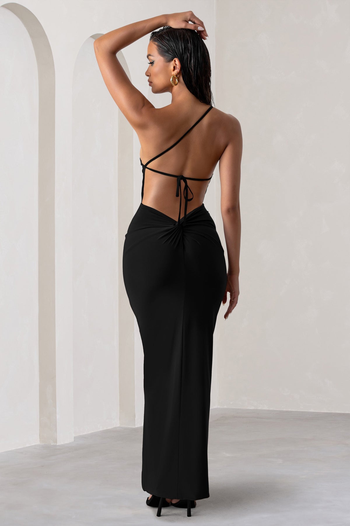 club l london black one shoulder dress Club L London Women's Black One Shoulder Metal Slash Neck Detail Mini Sale Lab UK