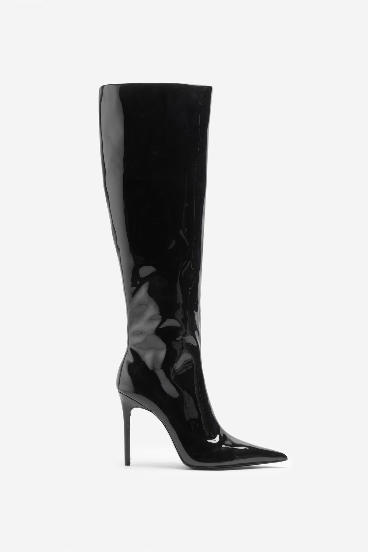 Over It | Black Fitted Over-Knee Pointed Heeled Boots