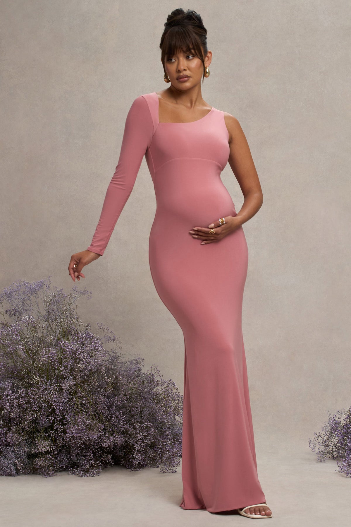 Oh Baby | Blush Maternity One Shoulder Bodycon Maxi Dress