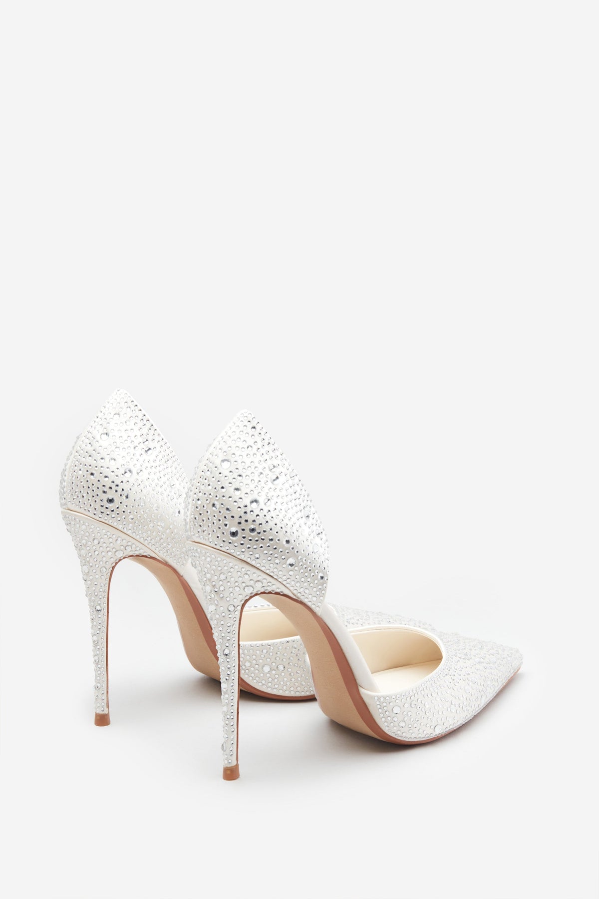 Catcher | Ivory Diamante Pointed Court Heels