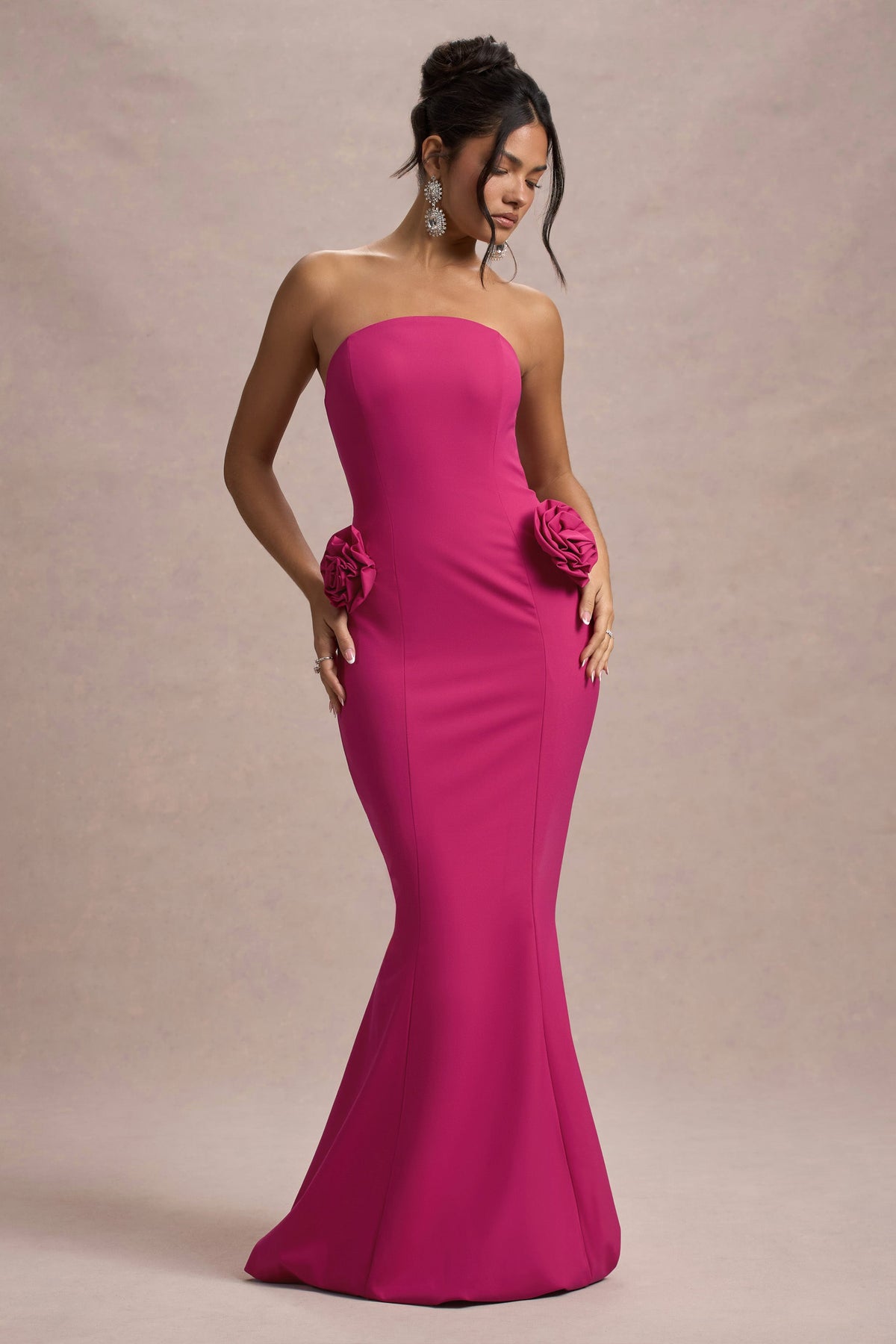 WB_CC_HR_CL134833112-BestOfTheBestDarkPinkStraplessFishtailMaxiDressWithCorsages3