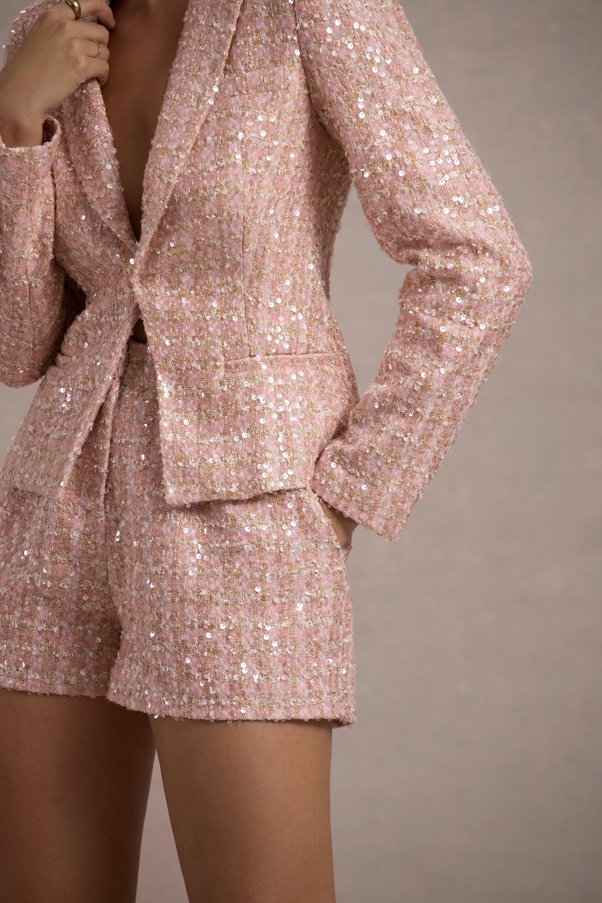 Marena | Pink Boucle Tailored Blazer