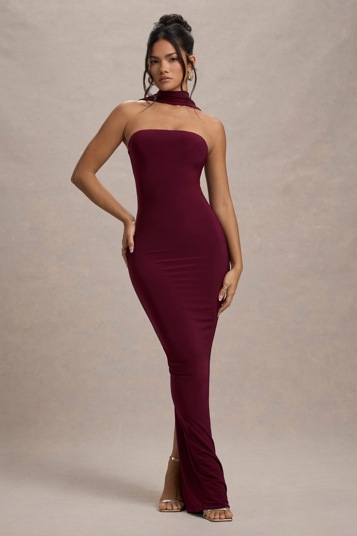 halter top burgundy dress Womens Next Burgundy Red Textured Satin Halter Sleeveless Midi Dress US 16