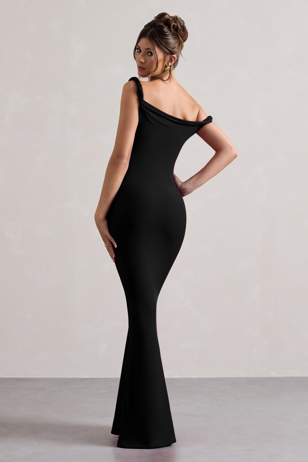 Lita | Black Twisted Asymmetric Maxi Dress