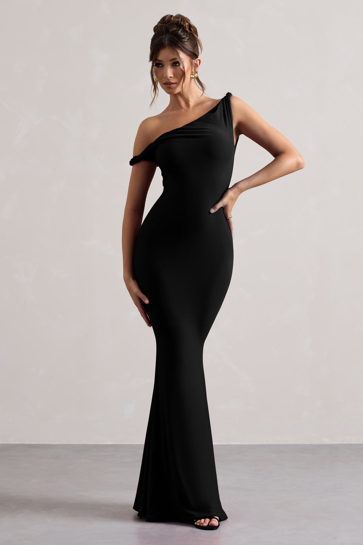 Lita | Black Twisted Asymmetric Maxi Dress