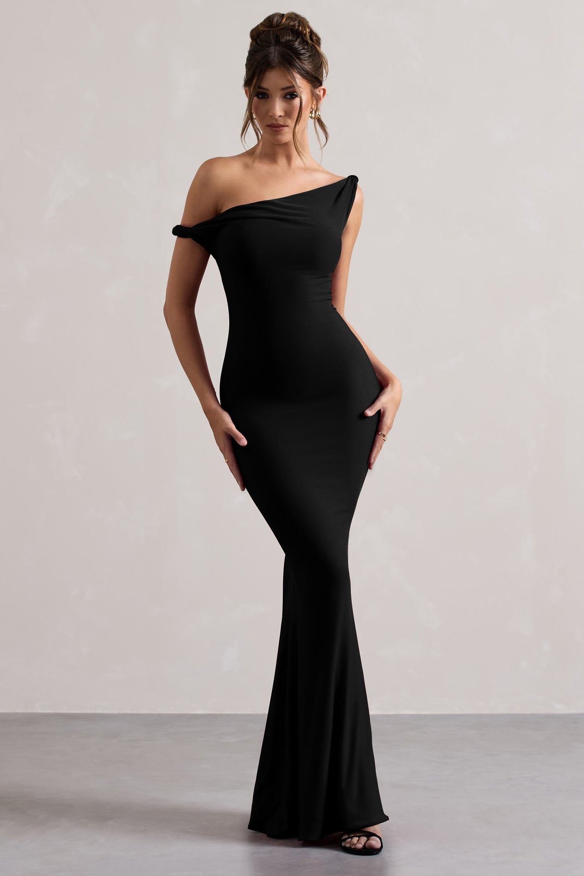 Lita | Black Twisted Asymmetric Maxi Dress