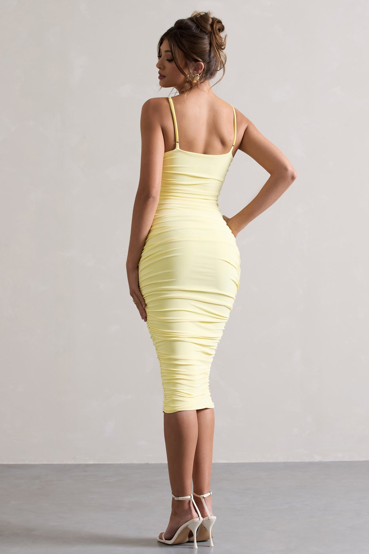 Desired | Lemon Knot Detail Ruched Midi Dress